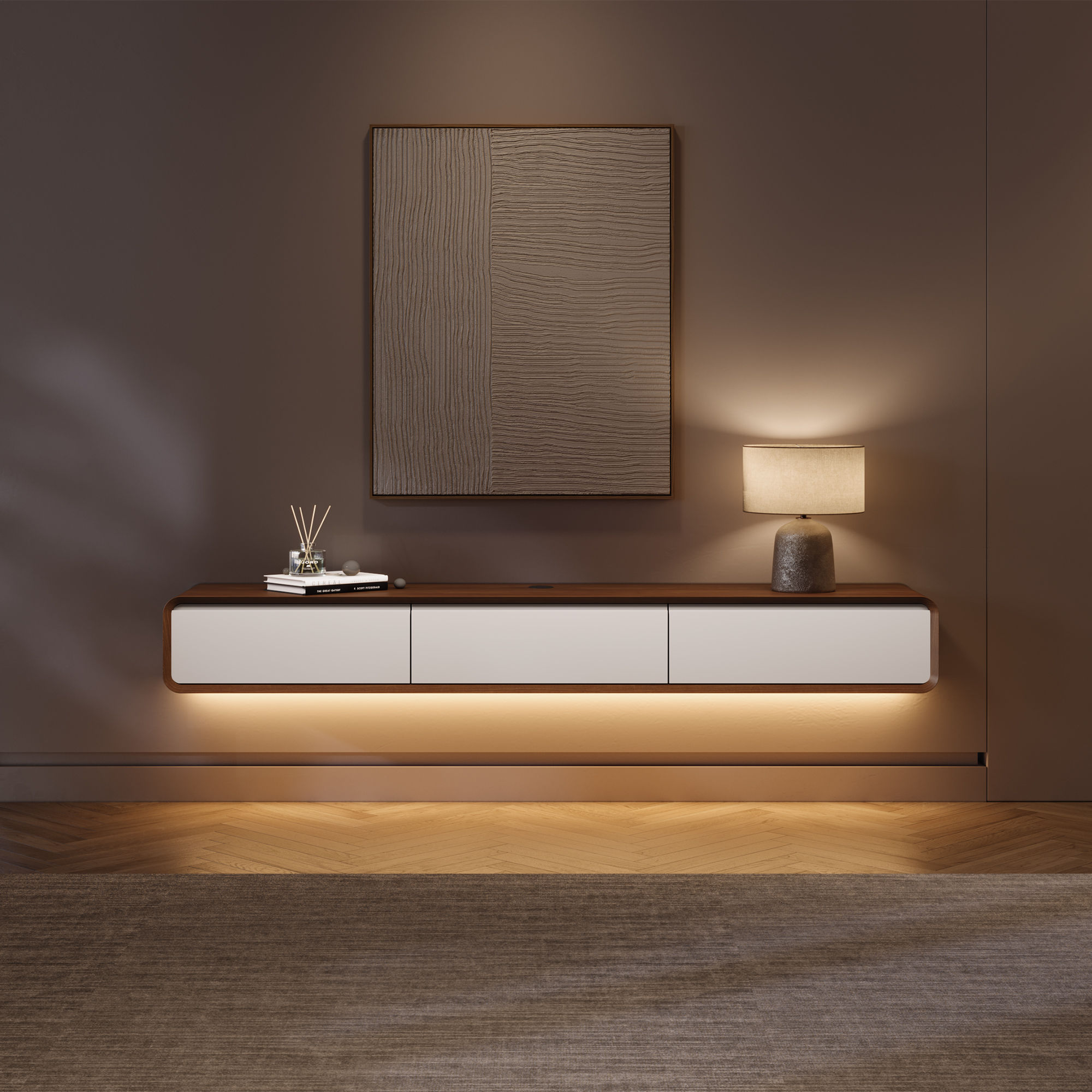 Dark Wood & White MDF TV Stands