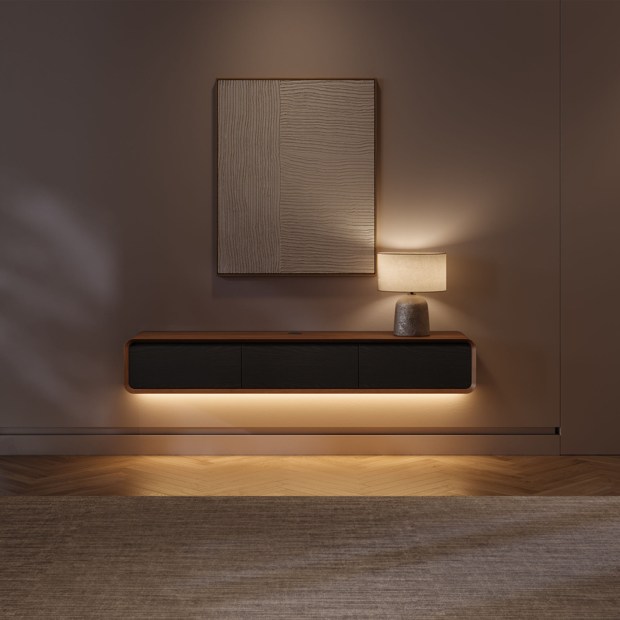 Dark Wood & Black MDF  TV Stands