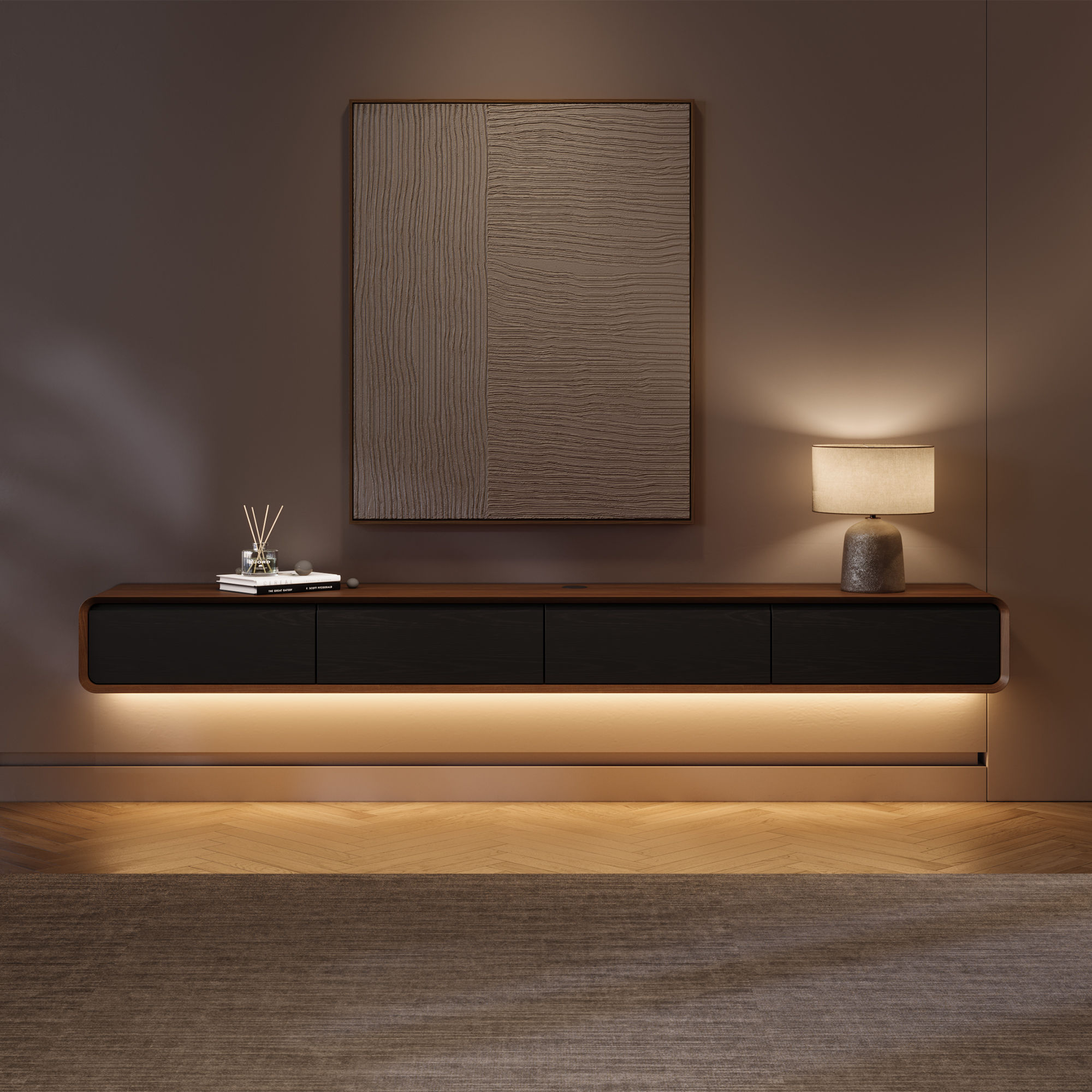 Dark Wood & Black MDF TV Stands