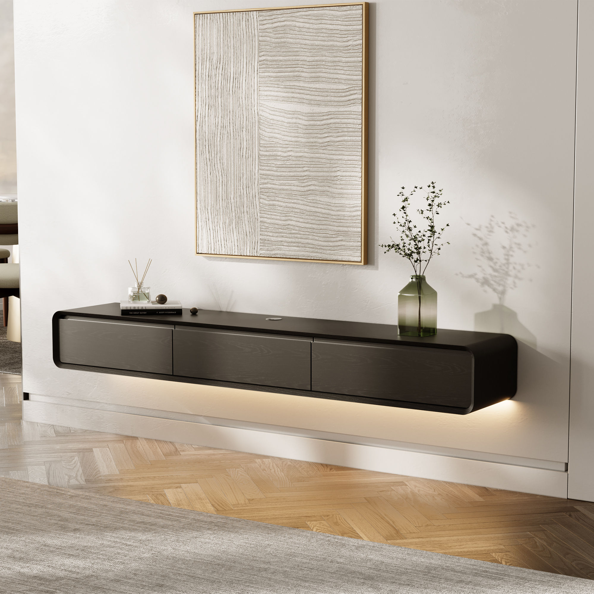 Oak Black MDF TV Stands