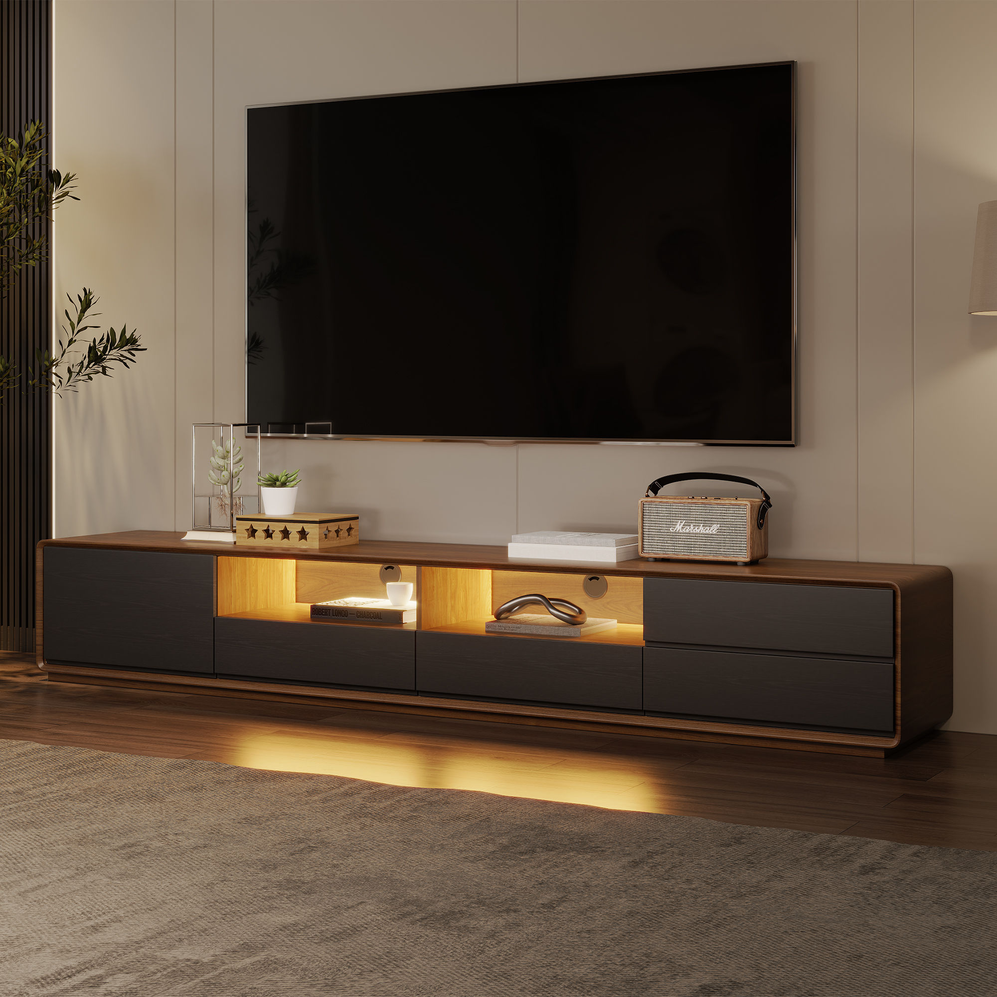 Dark Wood & Black MDF TV Stands