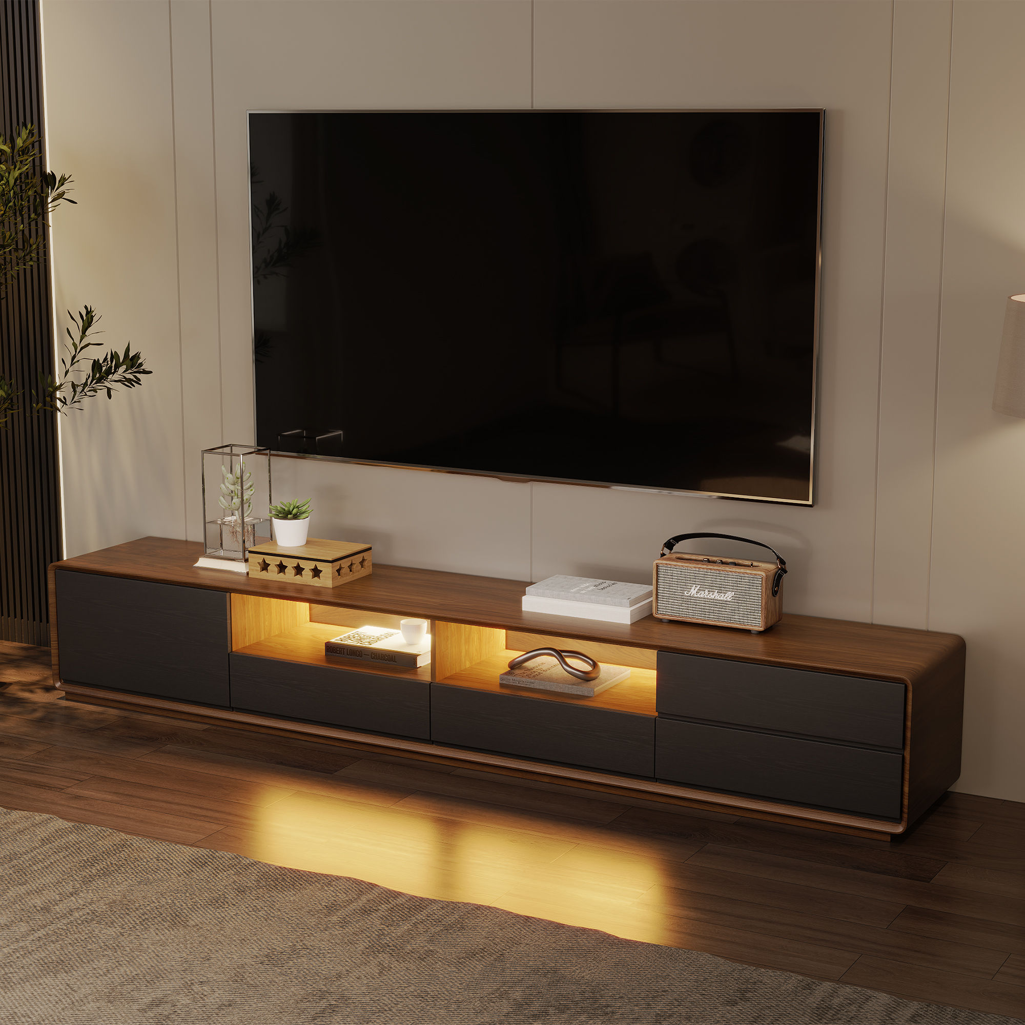 Dark Wood & Black MDF TV Stands