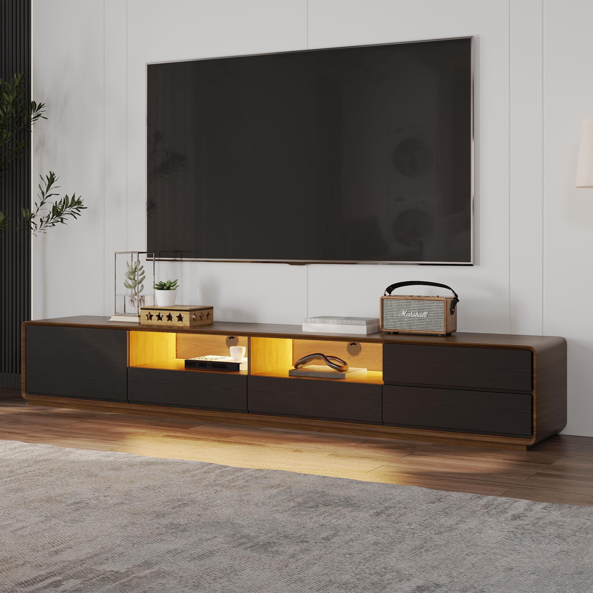 Dark Wood & Black MDF TV Stands