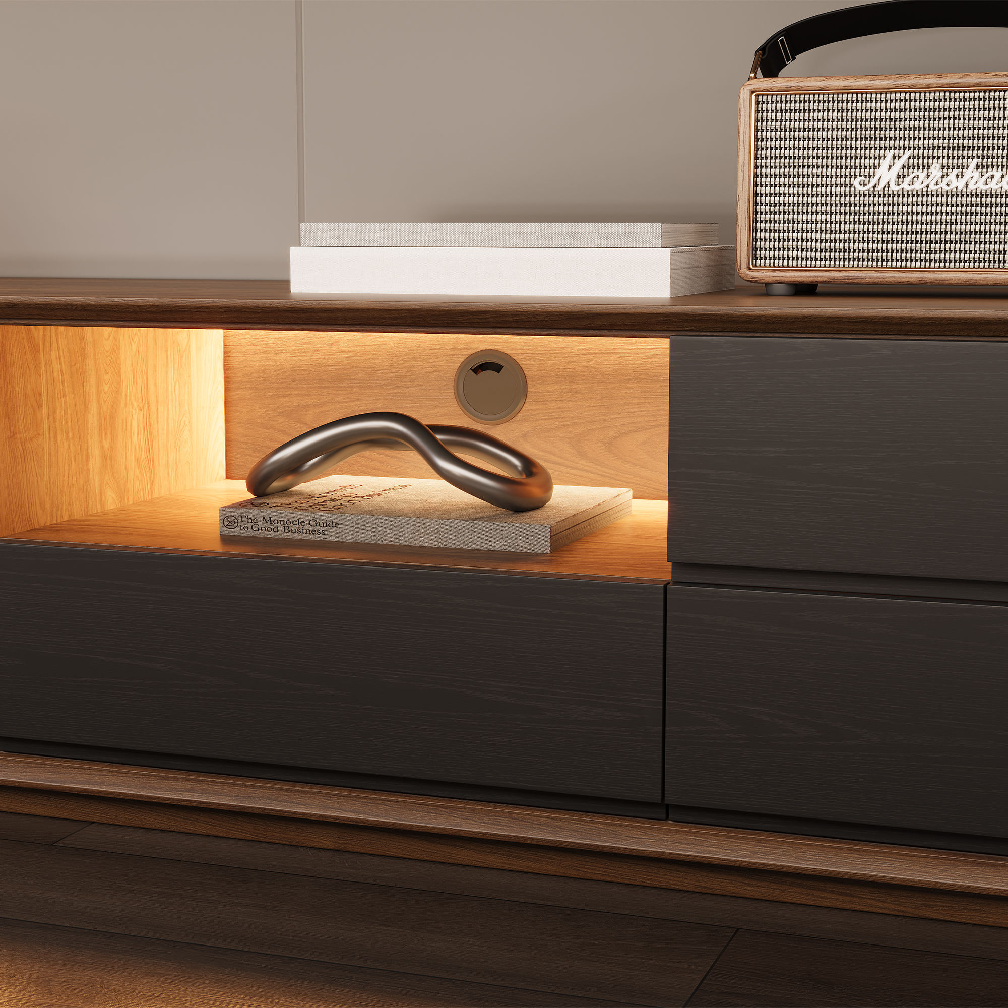 Dark Wood & Black MDF TV Stands