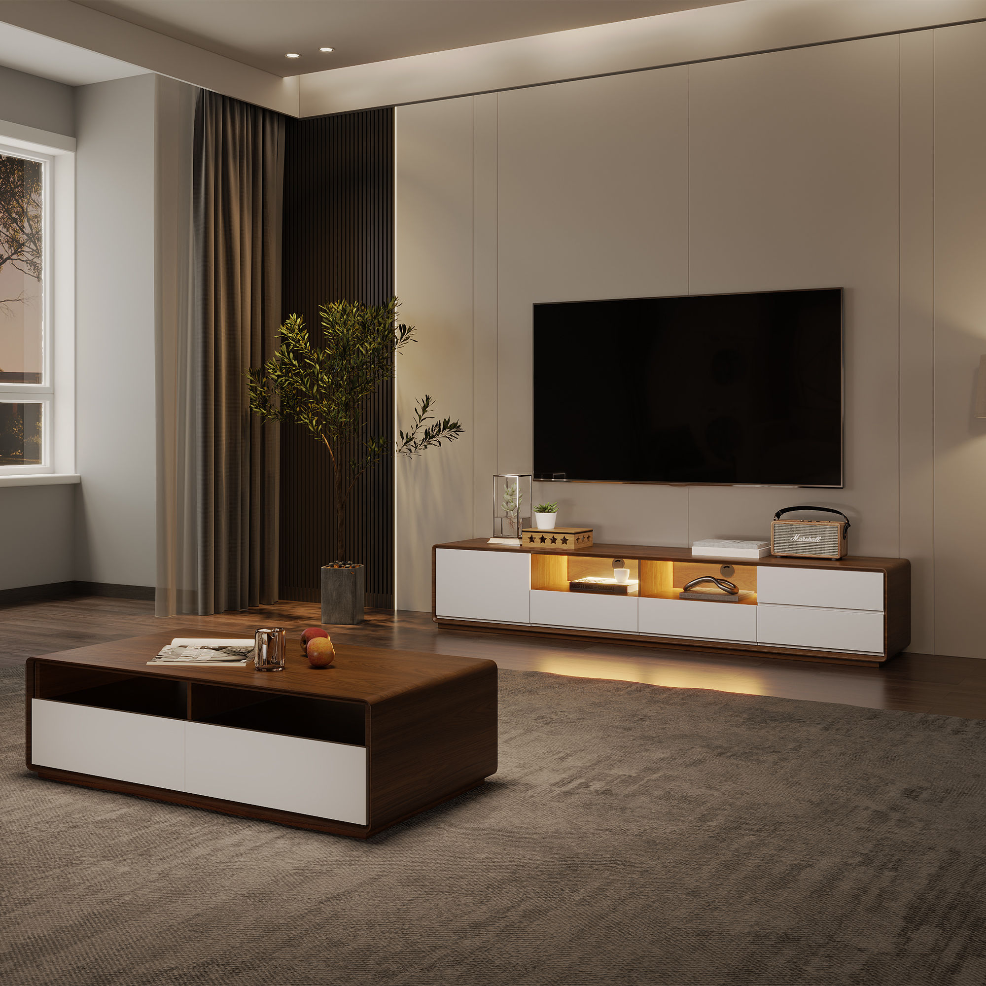 Dark Wood & White MDF TV Stands
