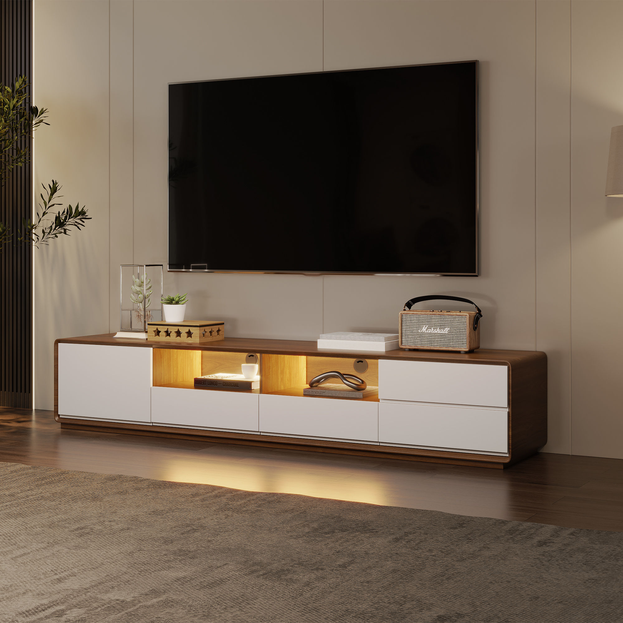 Dark Wood & White MDF TV Stands