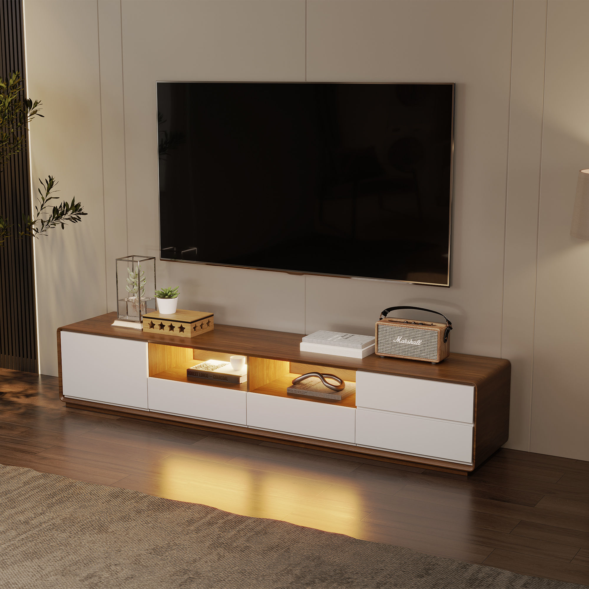 Dark Wood & White MDF TV Stands