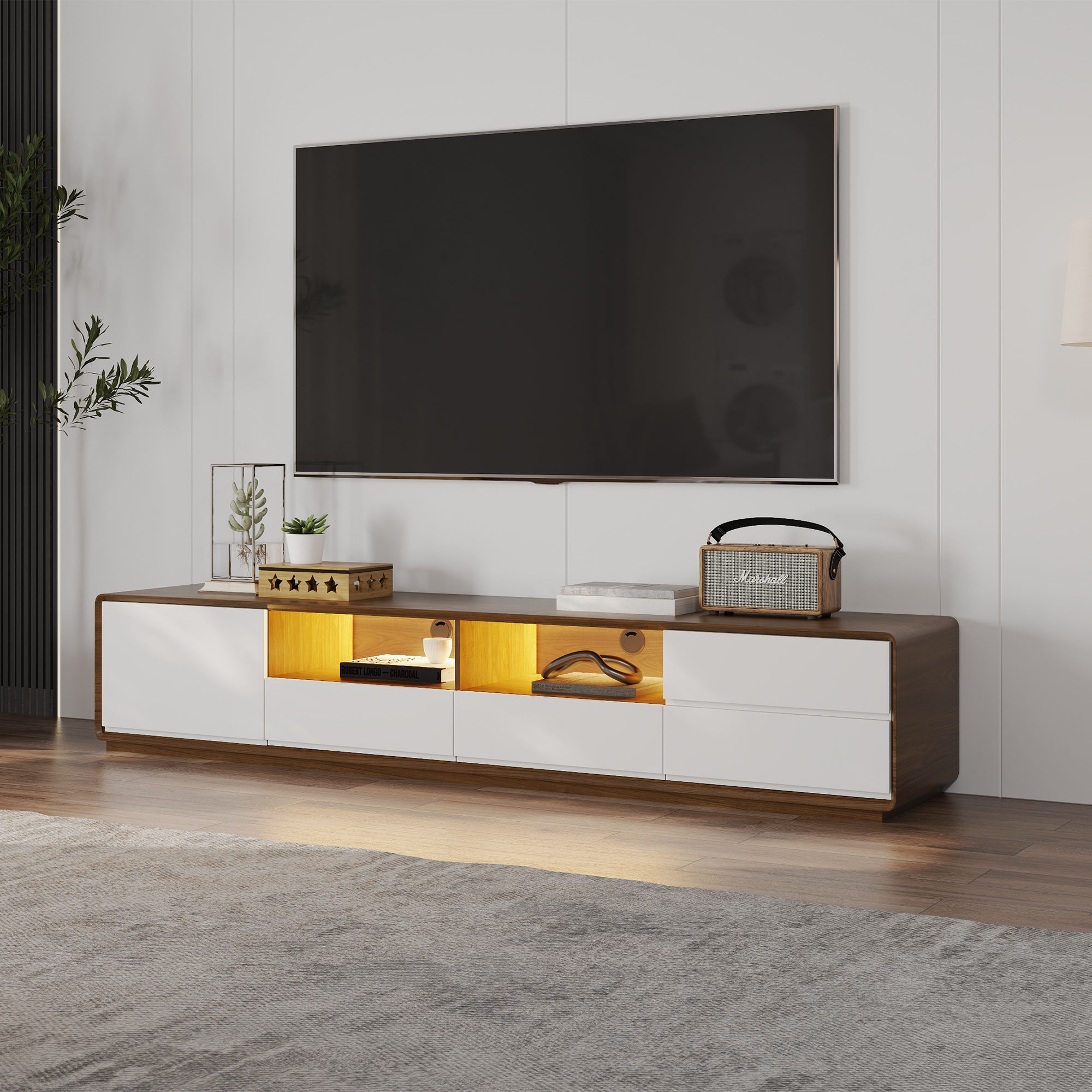 Dark Wood & White MDF TV Stands