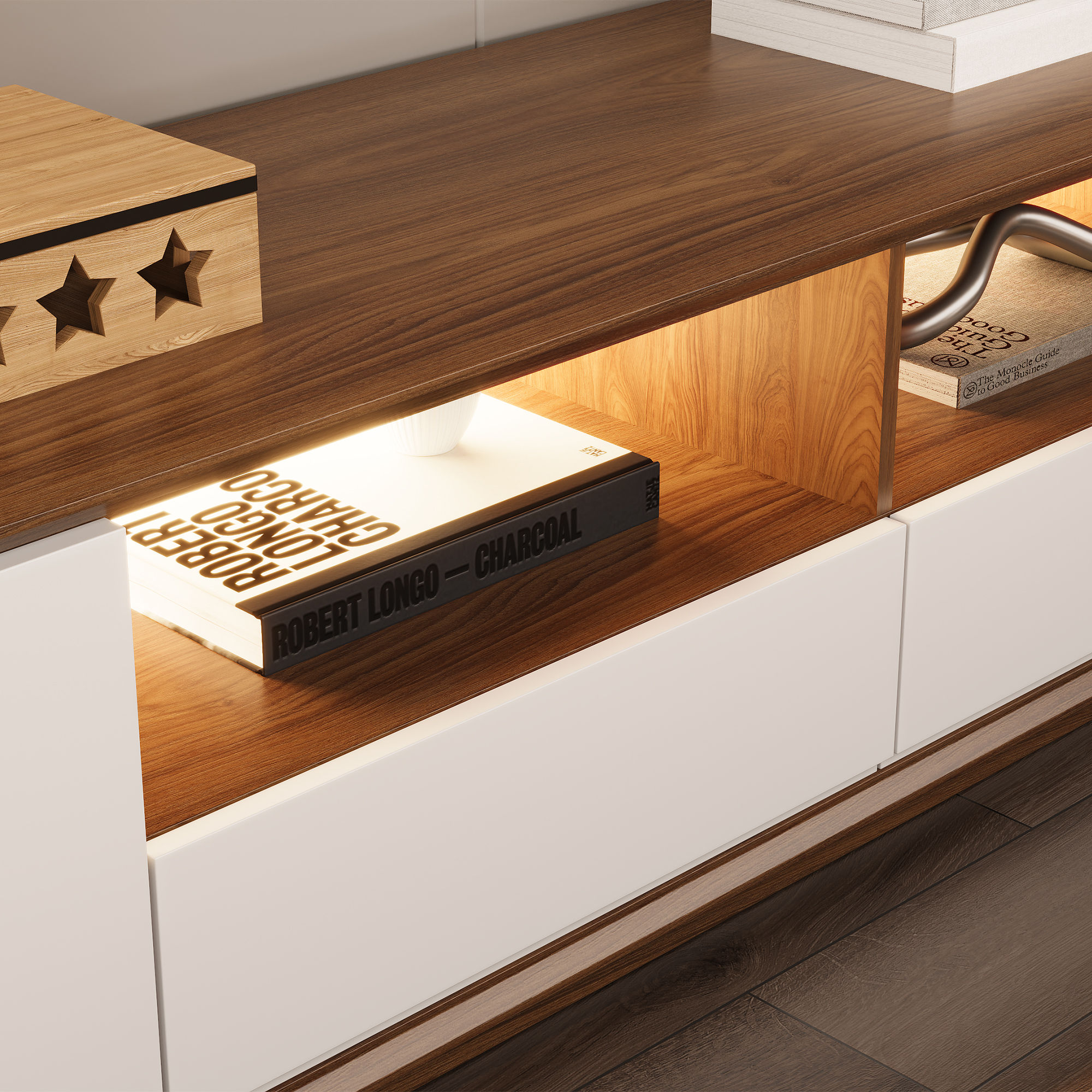 Dark Wood & White MDF TV Stands