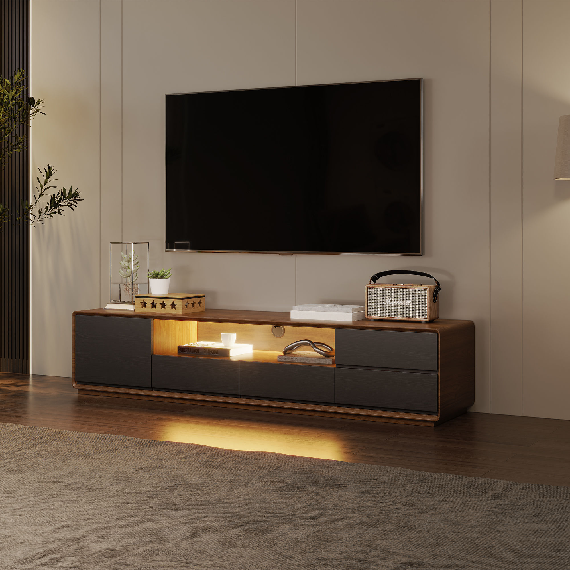 Dark Wood & Black MDF TV Stands