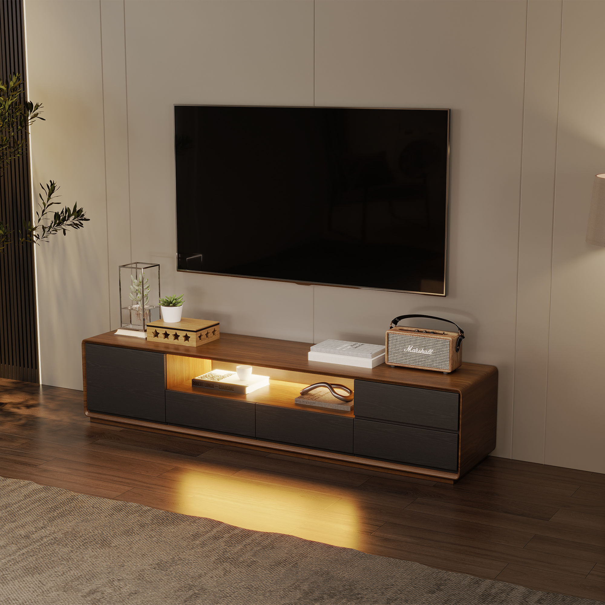 Dark Wood & Black MDF TV Stands