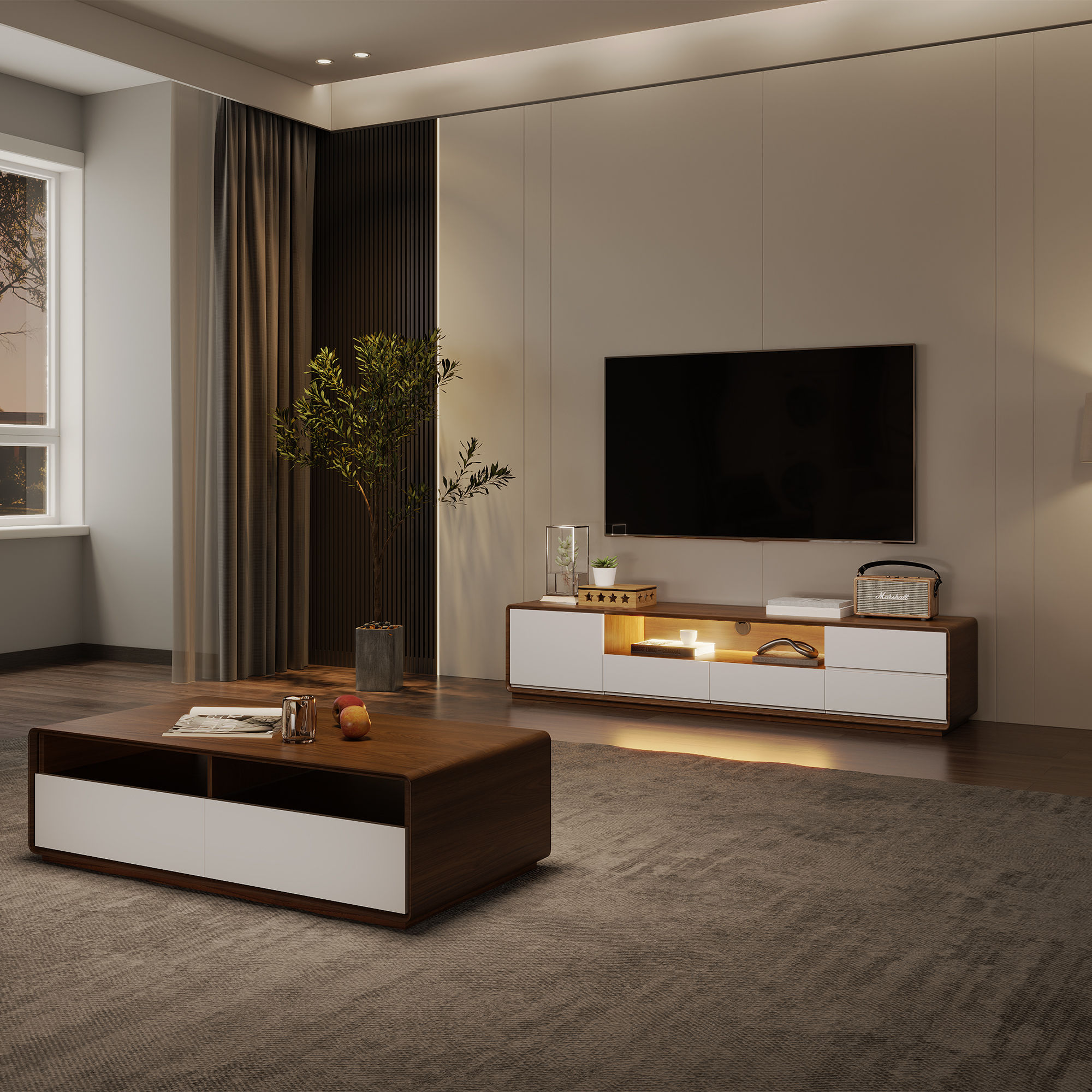 Dark Wood & White MDF TV Stands