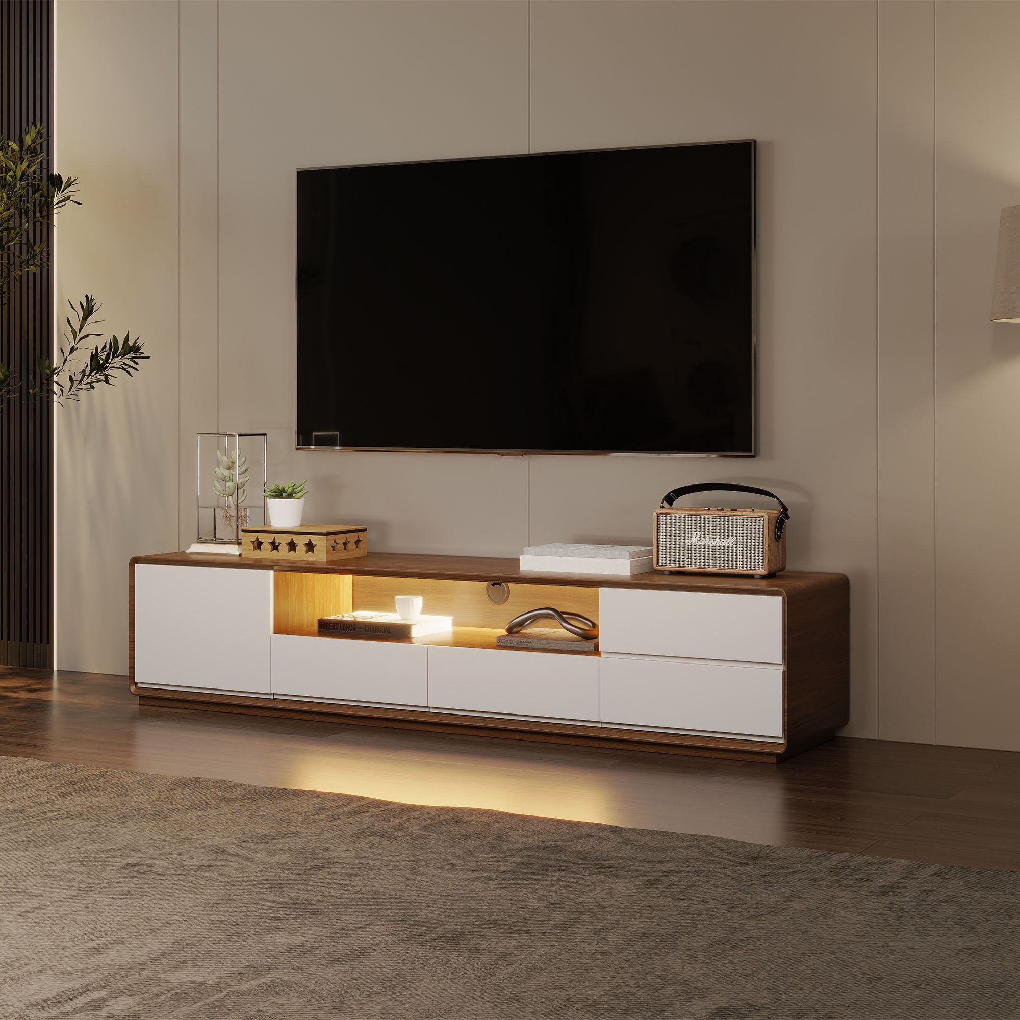 Dark Wood & White MDF TV Stands