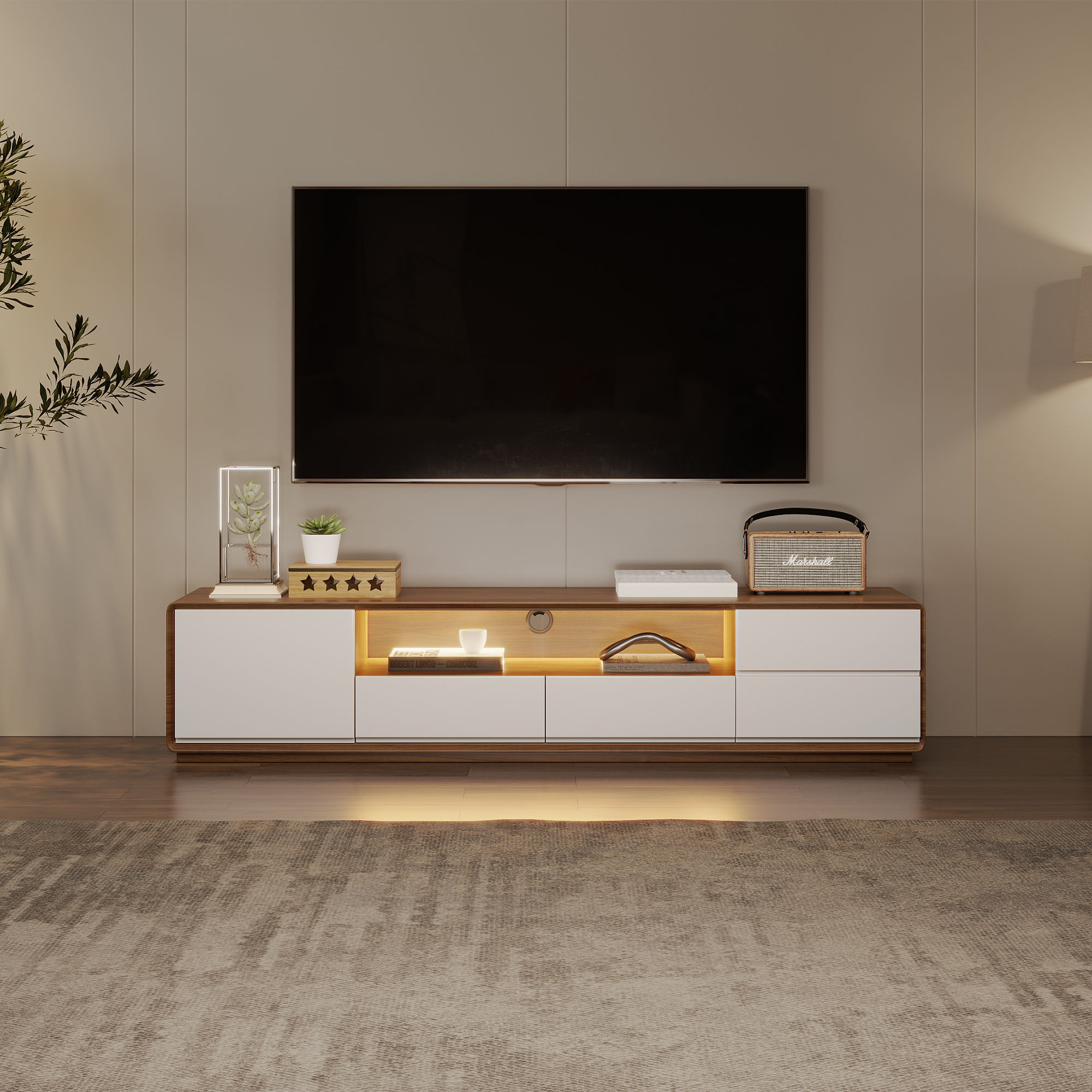 Dark Wood & White MDF TV Stands
