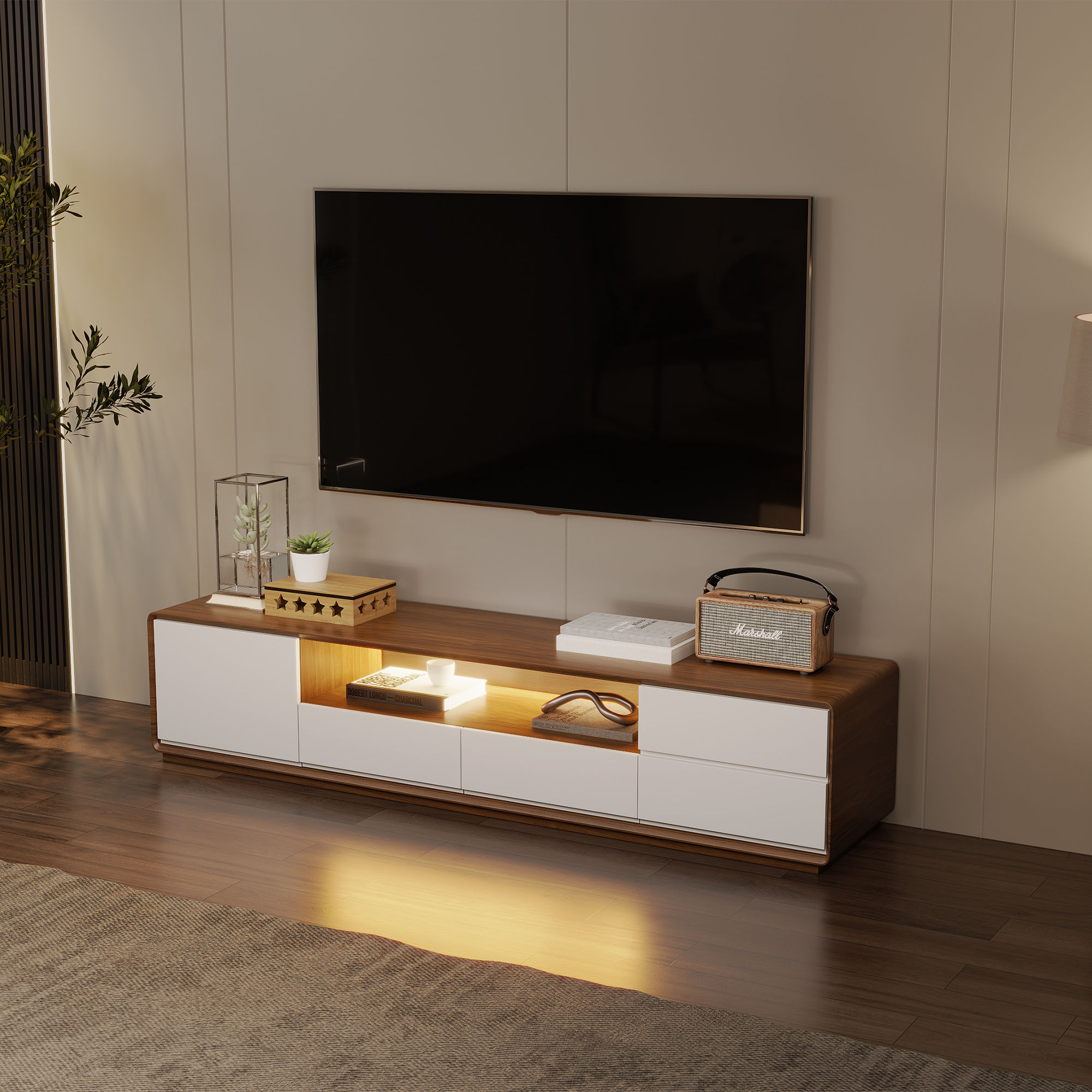 Dark Wood & White MDF TV Stands
