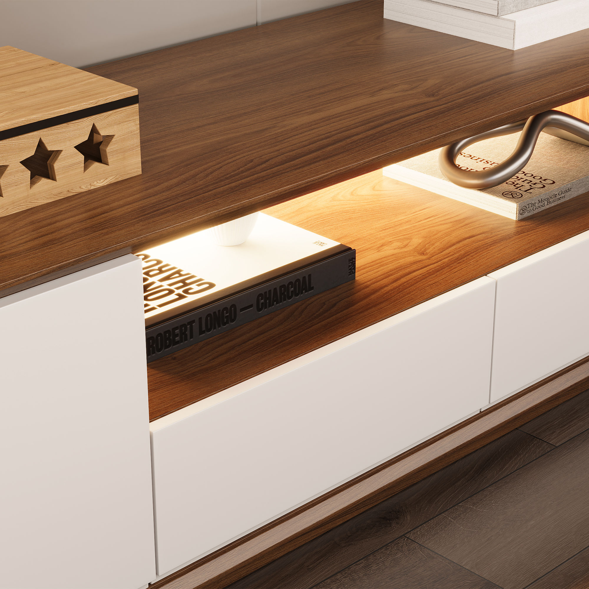 Dark Wood & White MDF TV Stands