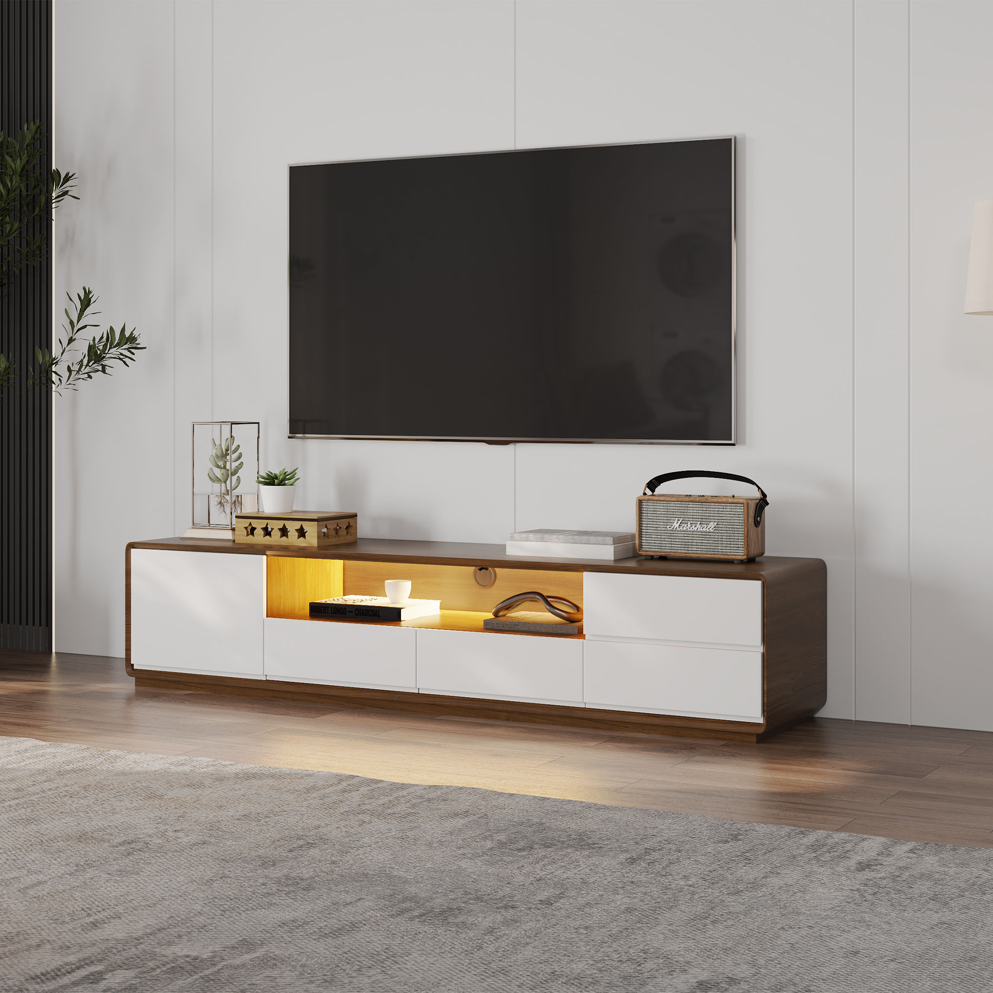 Dark Wood & White MDF TV Stands