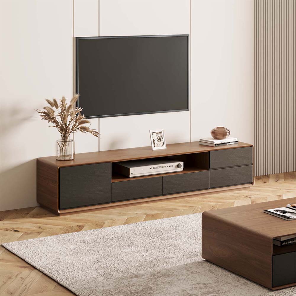 Walnuss Dunkles Holz und Schwarz  MDF TV-Möbel