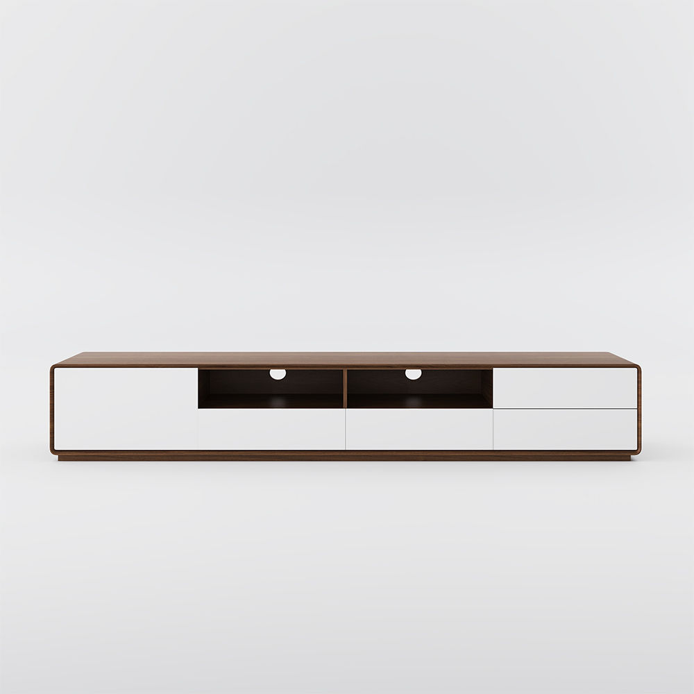 On the Ground Dark Wood & White MDF TV Stands