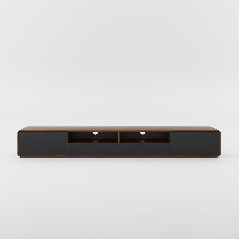 with Cabinets Dark Wood & Black MDF TV Stands