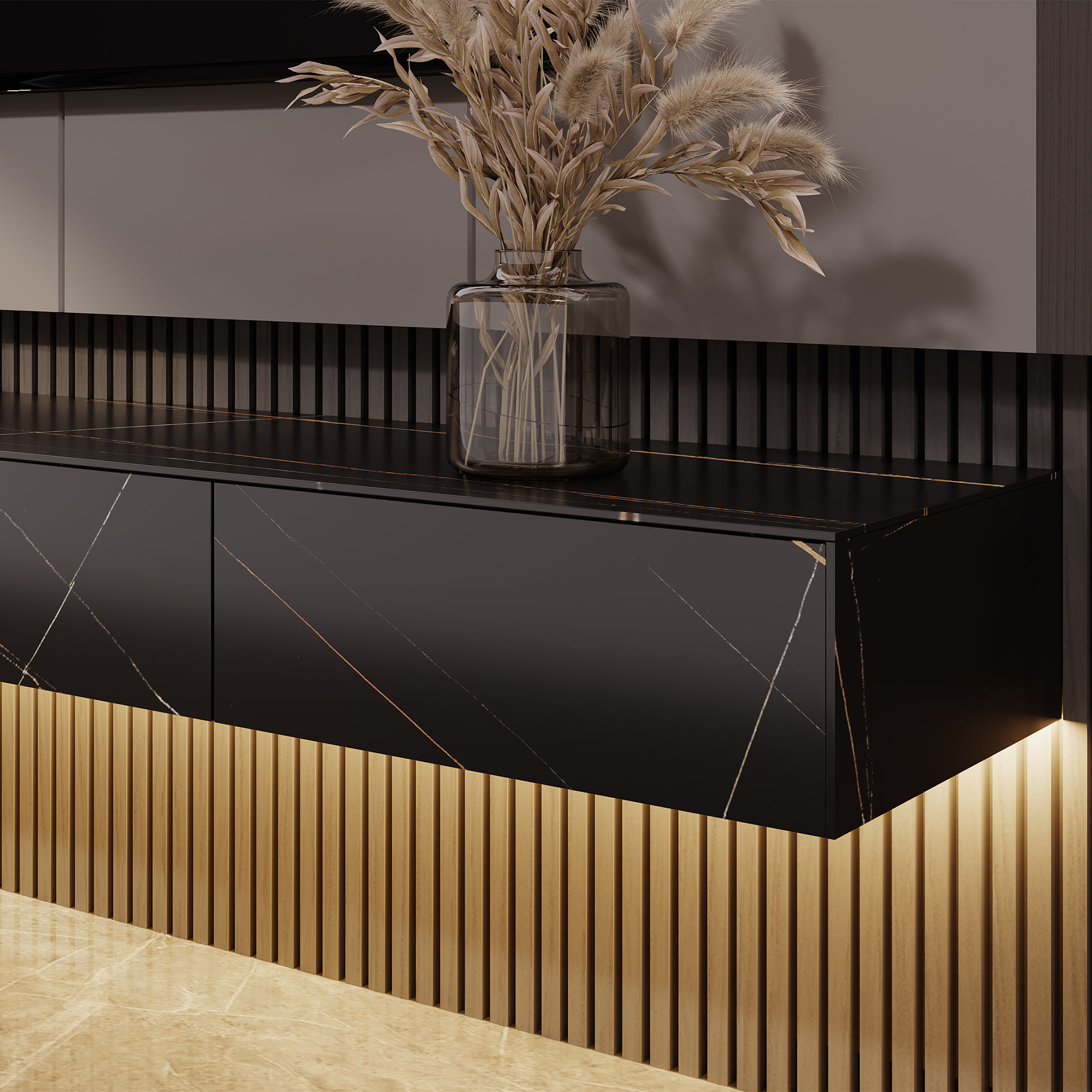 Black Sintered Stone TV Stands