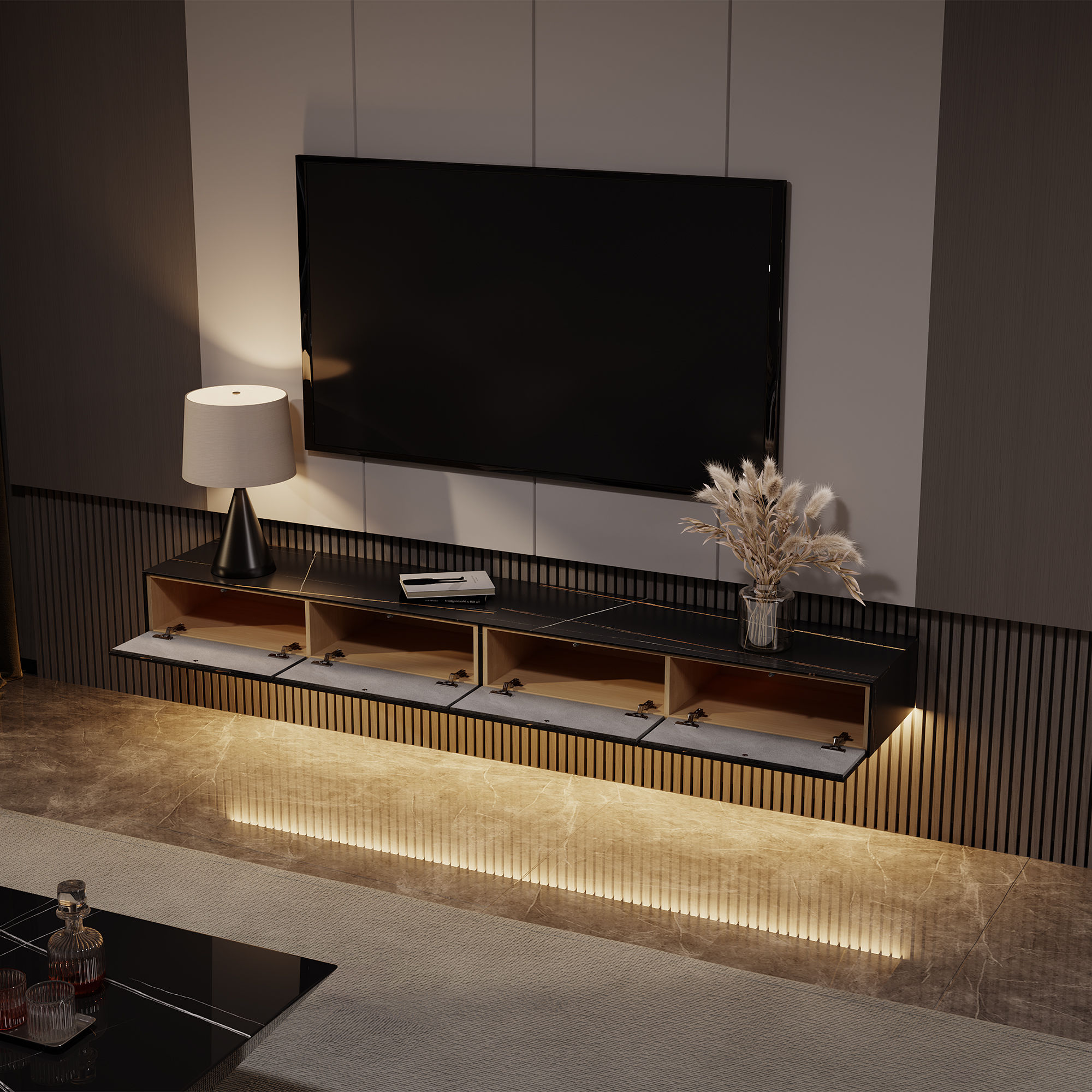 Black 81.10 inch TV Stands