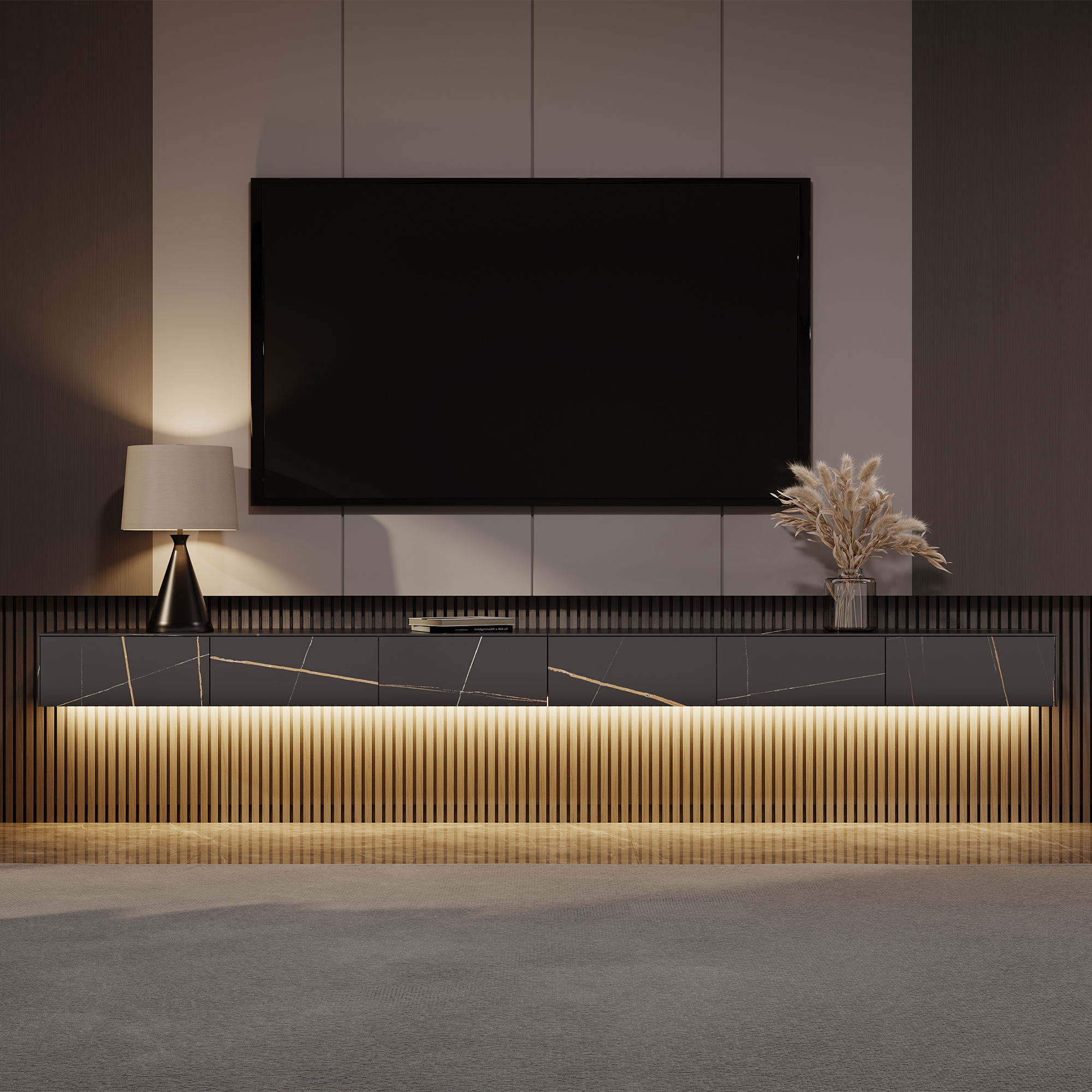 Black Sintered Stone TV Stands