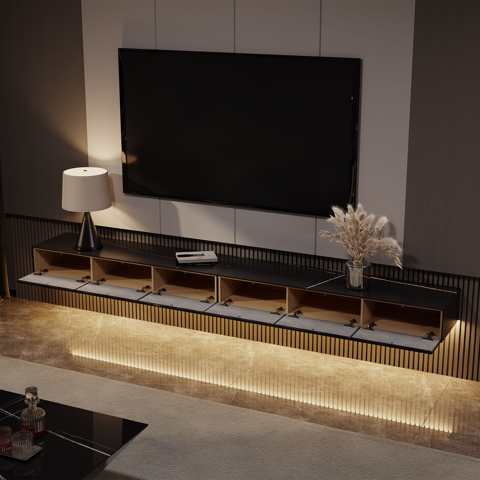 Black Sintered Stone TV Stands