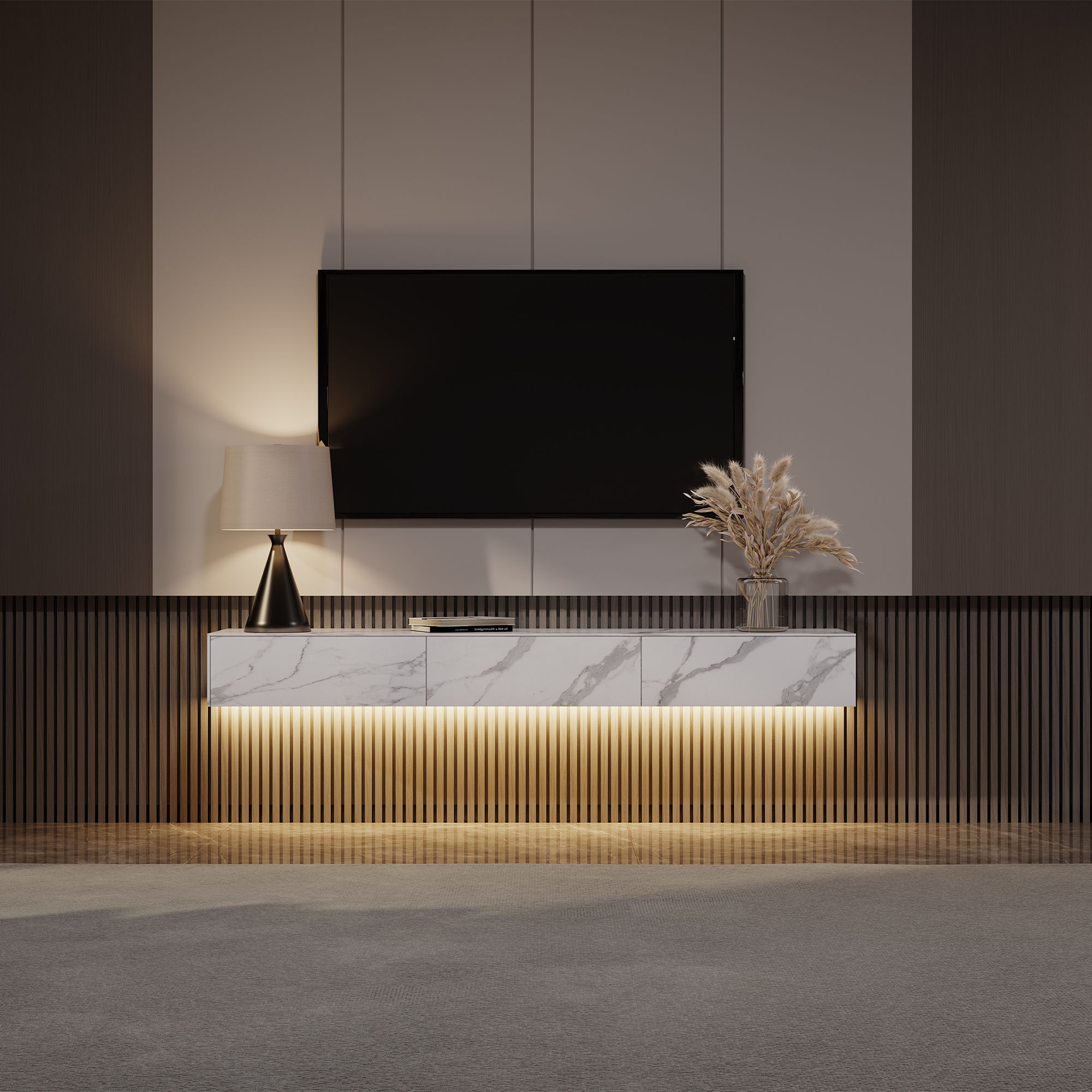 White Sintered Stone TV Stands