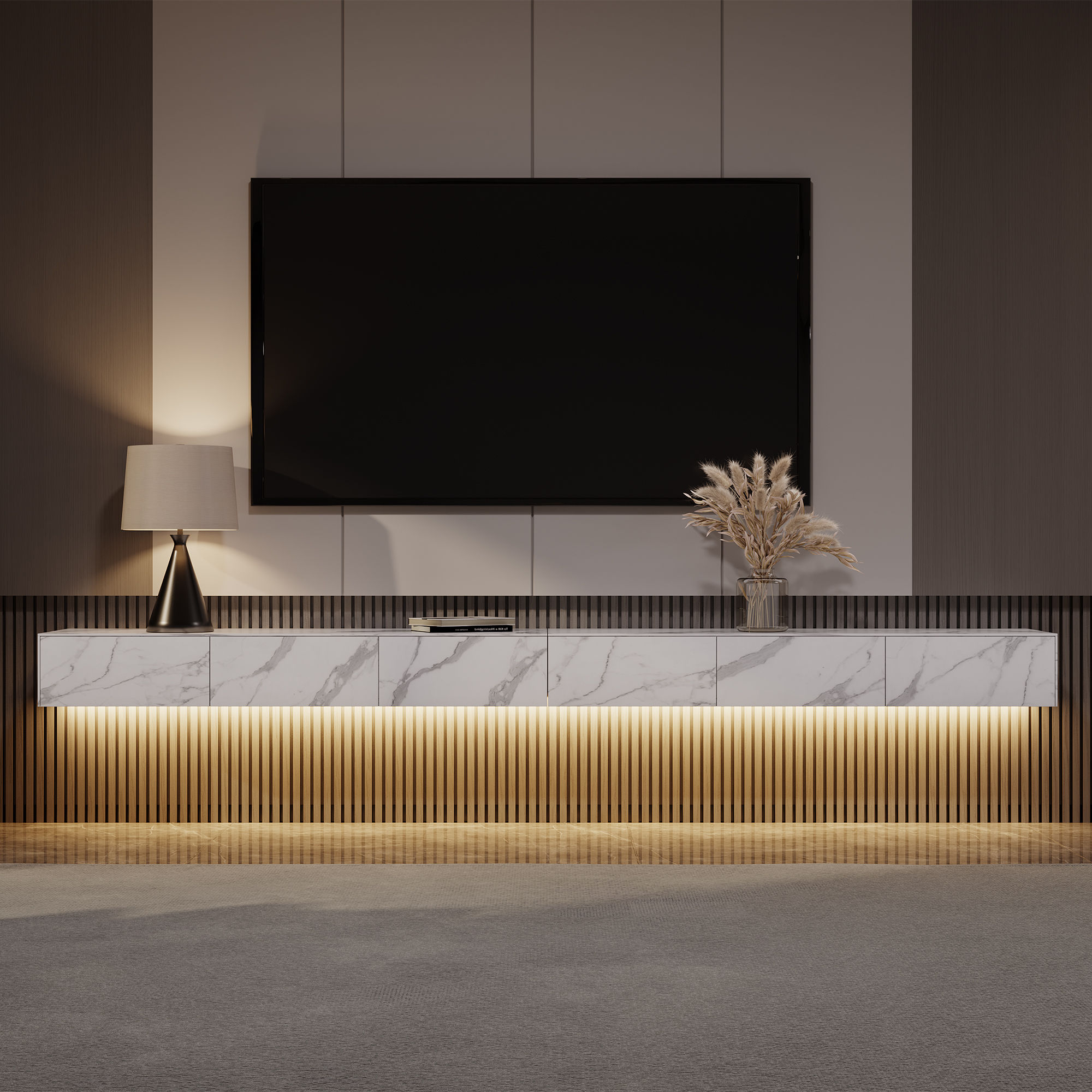 White Sintered Stone TV Stands
