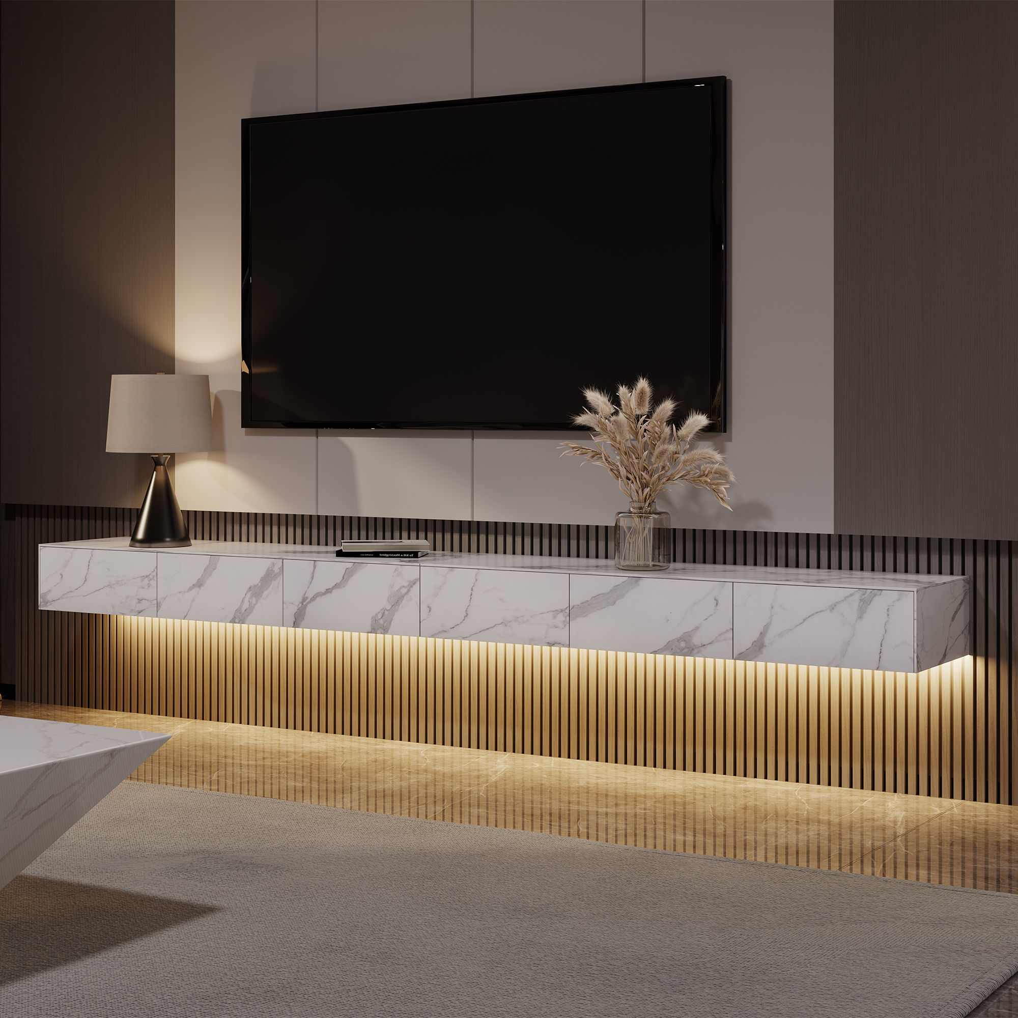 White Sintered Stone TV Stands