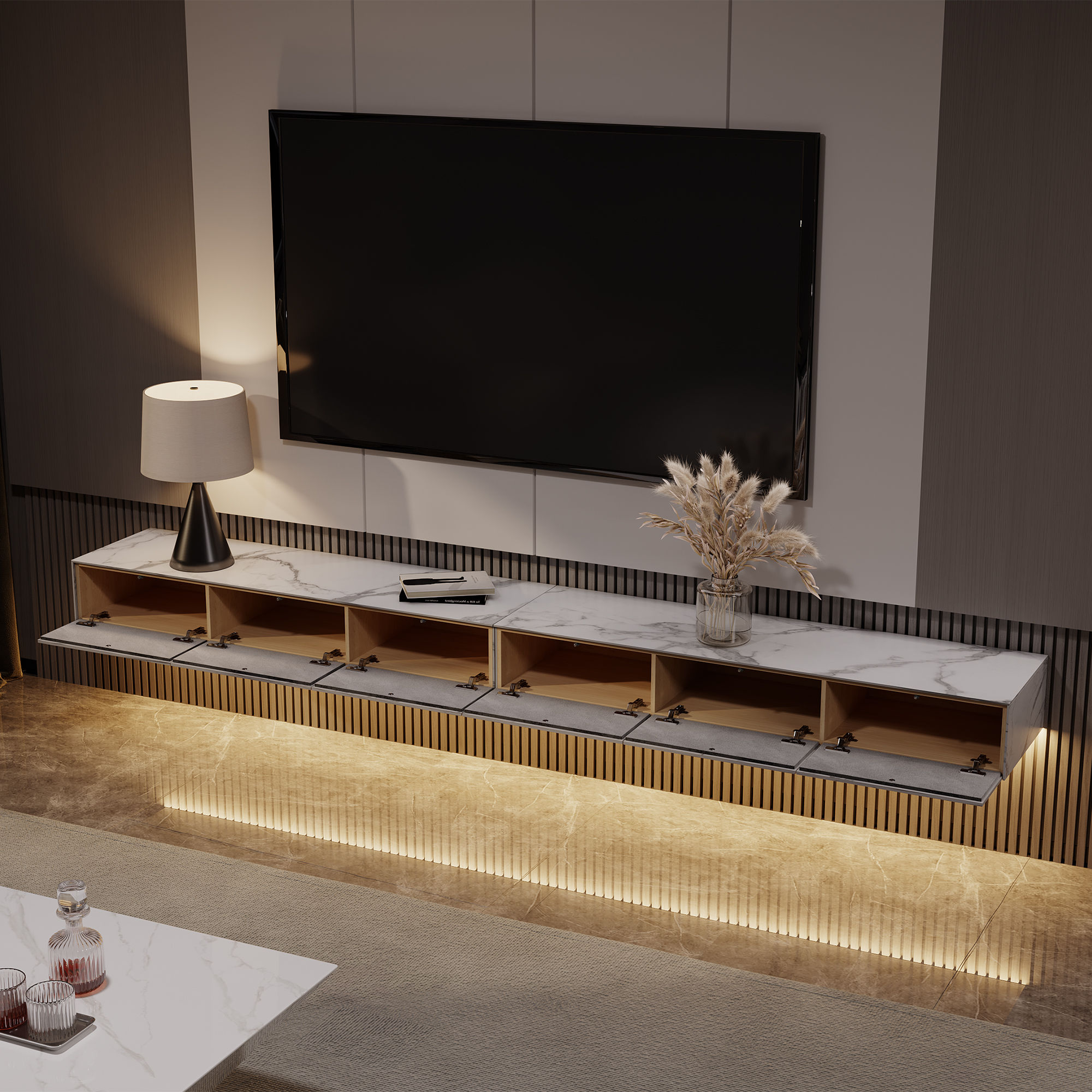 White Sintered Stone TV Stands
