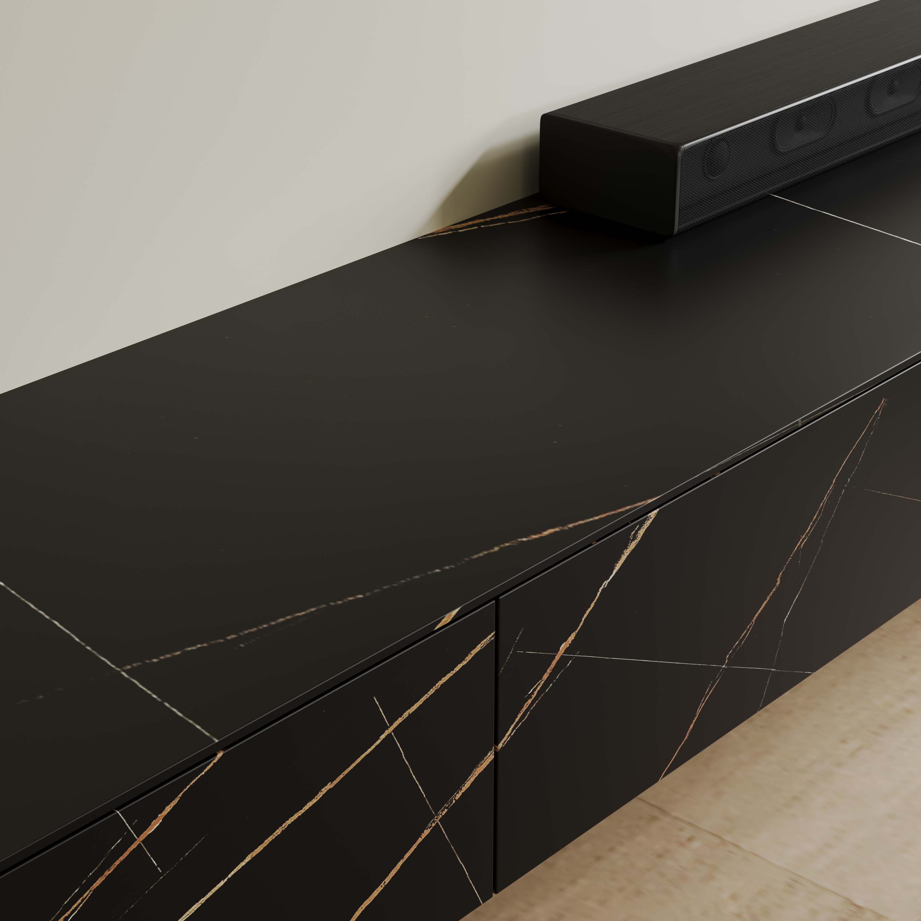 with Drawers Black Sintered Stone TV Stands