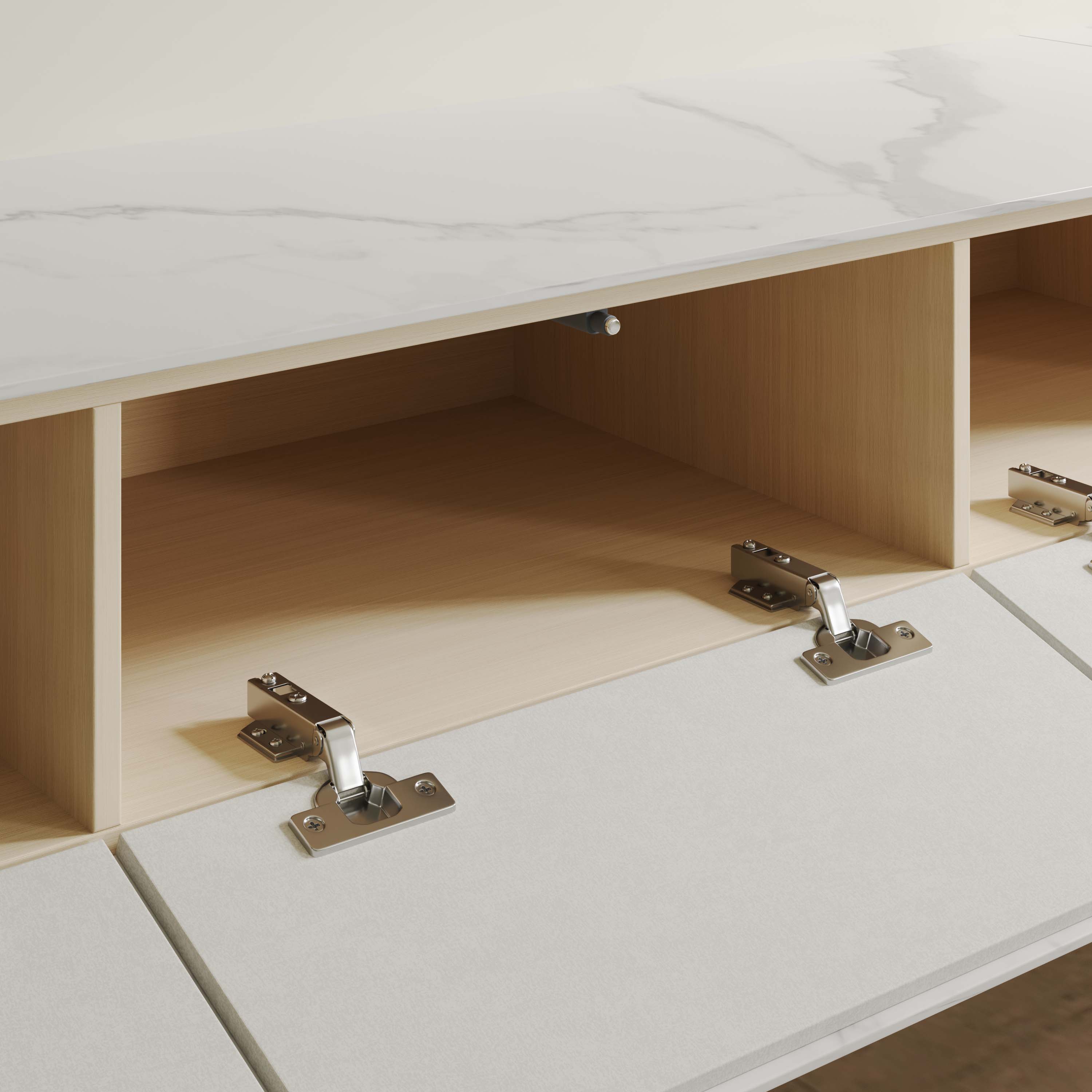 with Drawers White Sintered Stone TV Stands