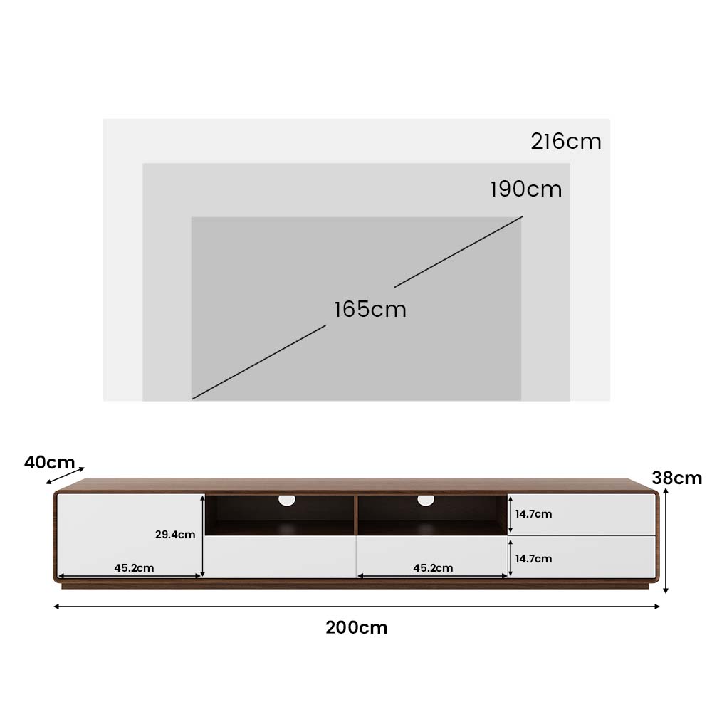 mit Schränken Dunkles Holz und Weiß  MDF TV-Möbel