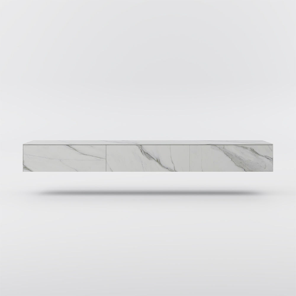Floating White Sintered Stone TV Stands