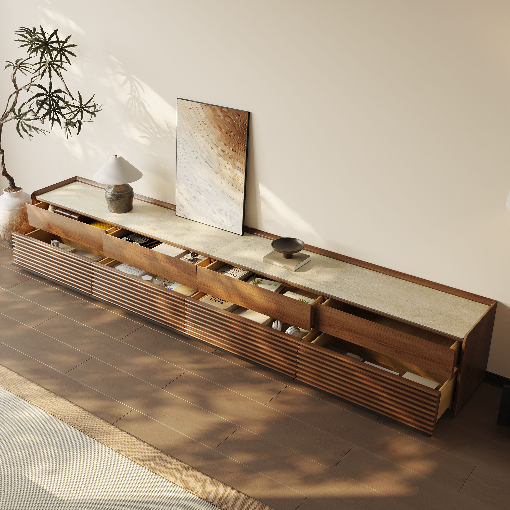 Walnut Color Plywood TV Stands