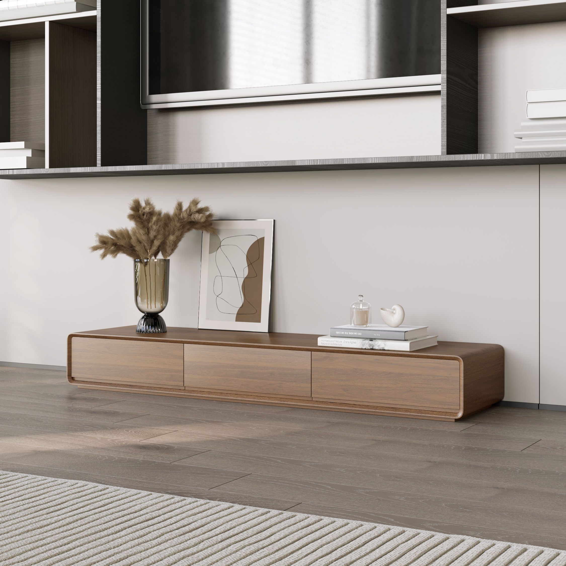 Fully Assemble Walnut MDF TV Stands