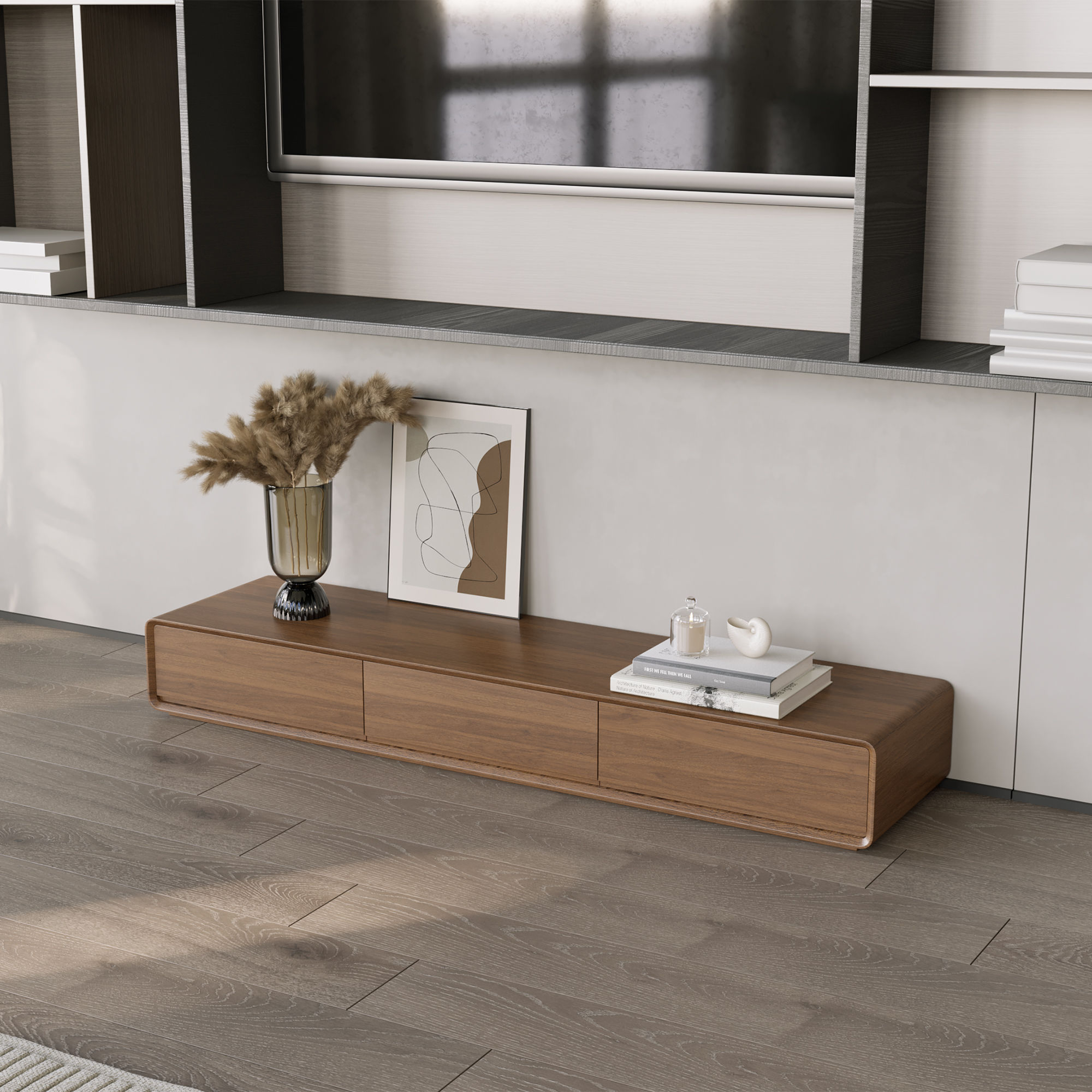 with Drawers Walnut MDF TV Stands