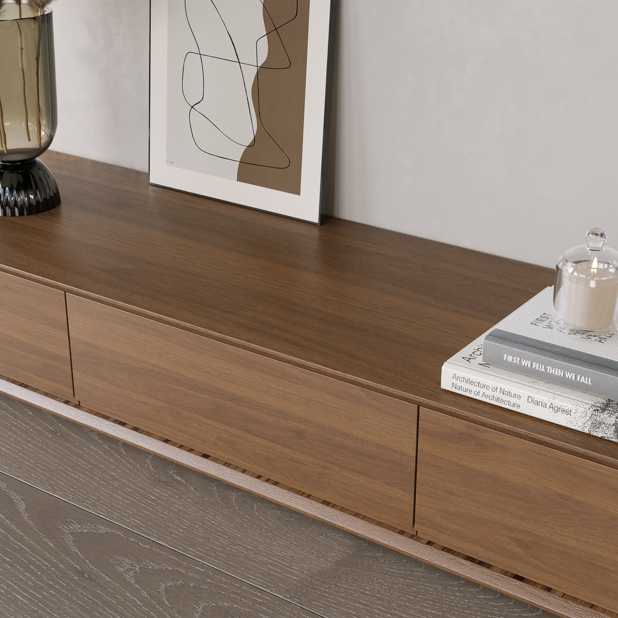 On the Ground Walnut MDF TV Stands