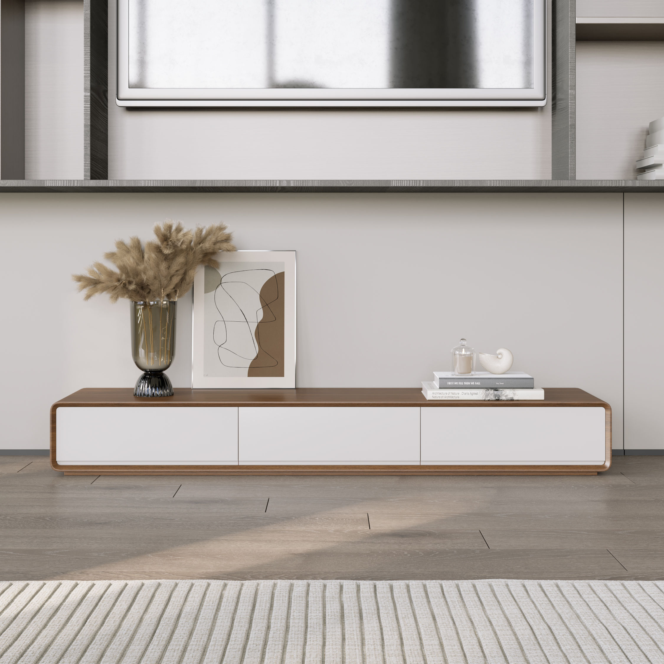 Modern Dark Wood & White MDF TV Stands