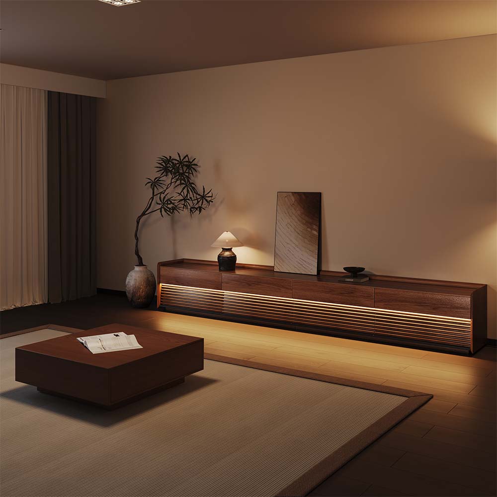 Fully Assemble Walnut Plywood TV Stands