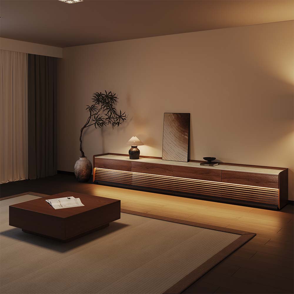 Fully Assemble Walnut Plywood TV Stands