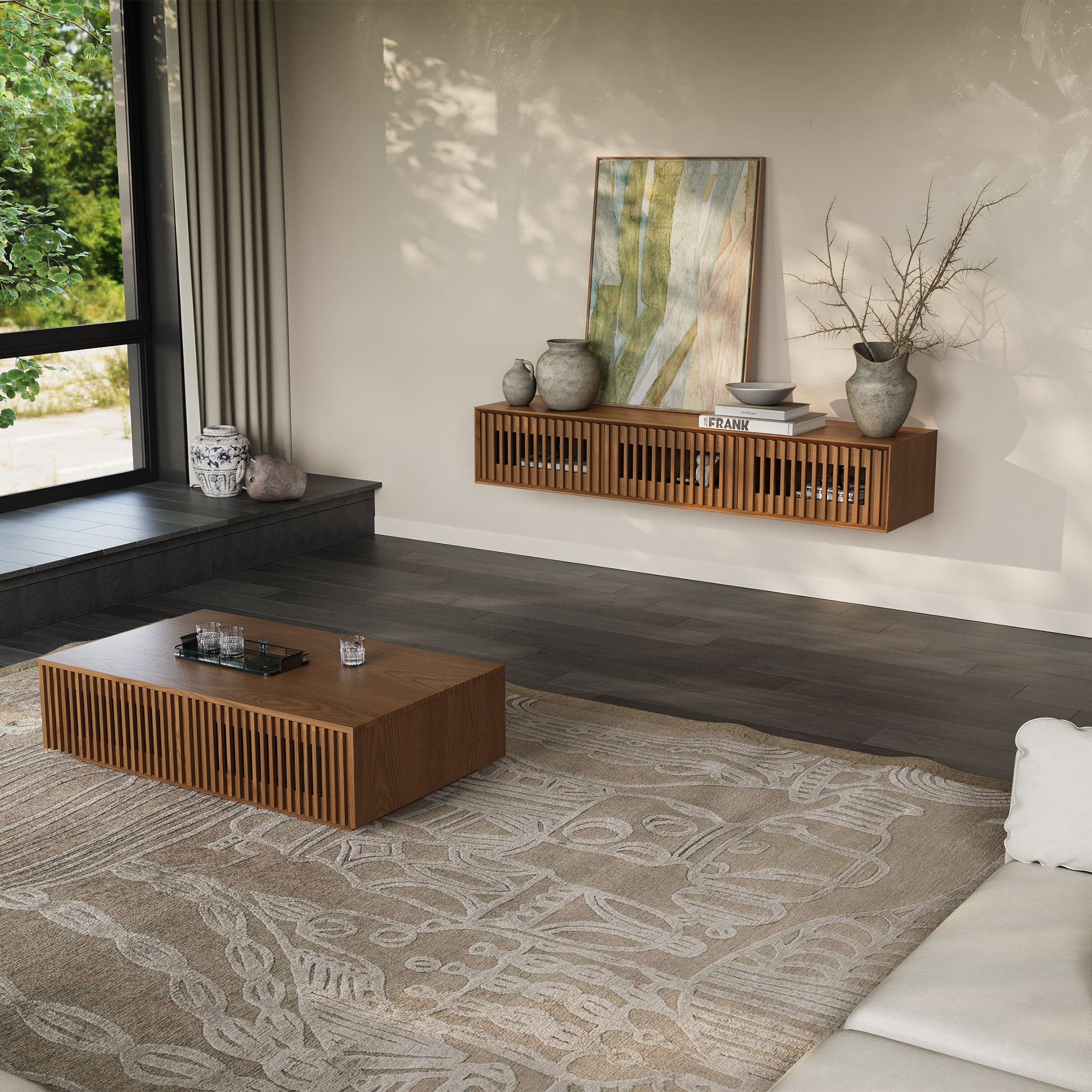 Walnut Color MDF TV Stands