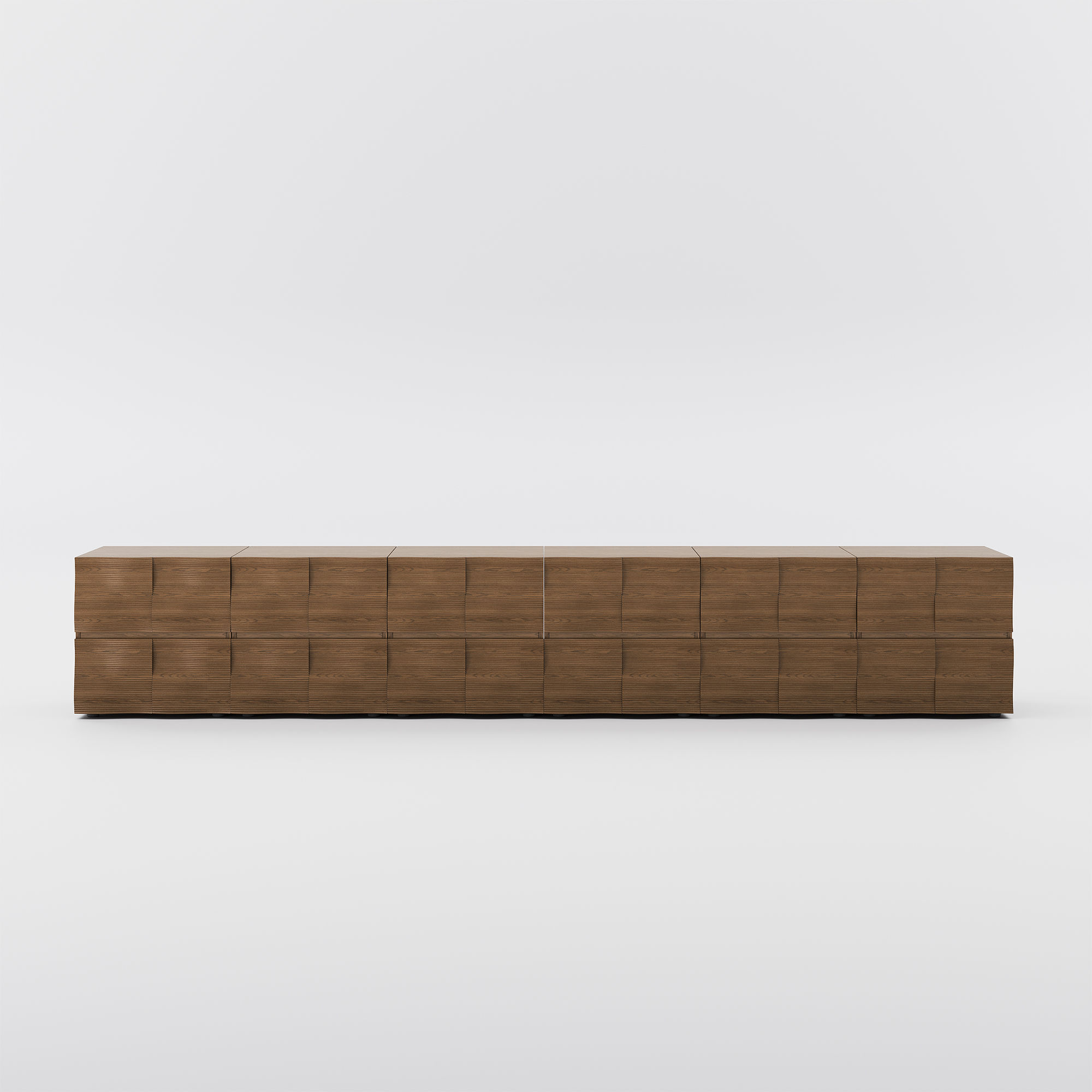 Square Walnut Color Plywood TV Stands