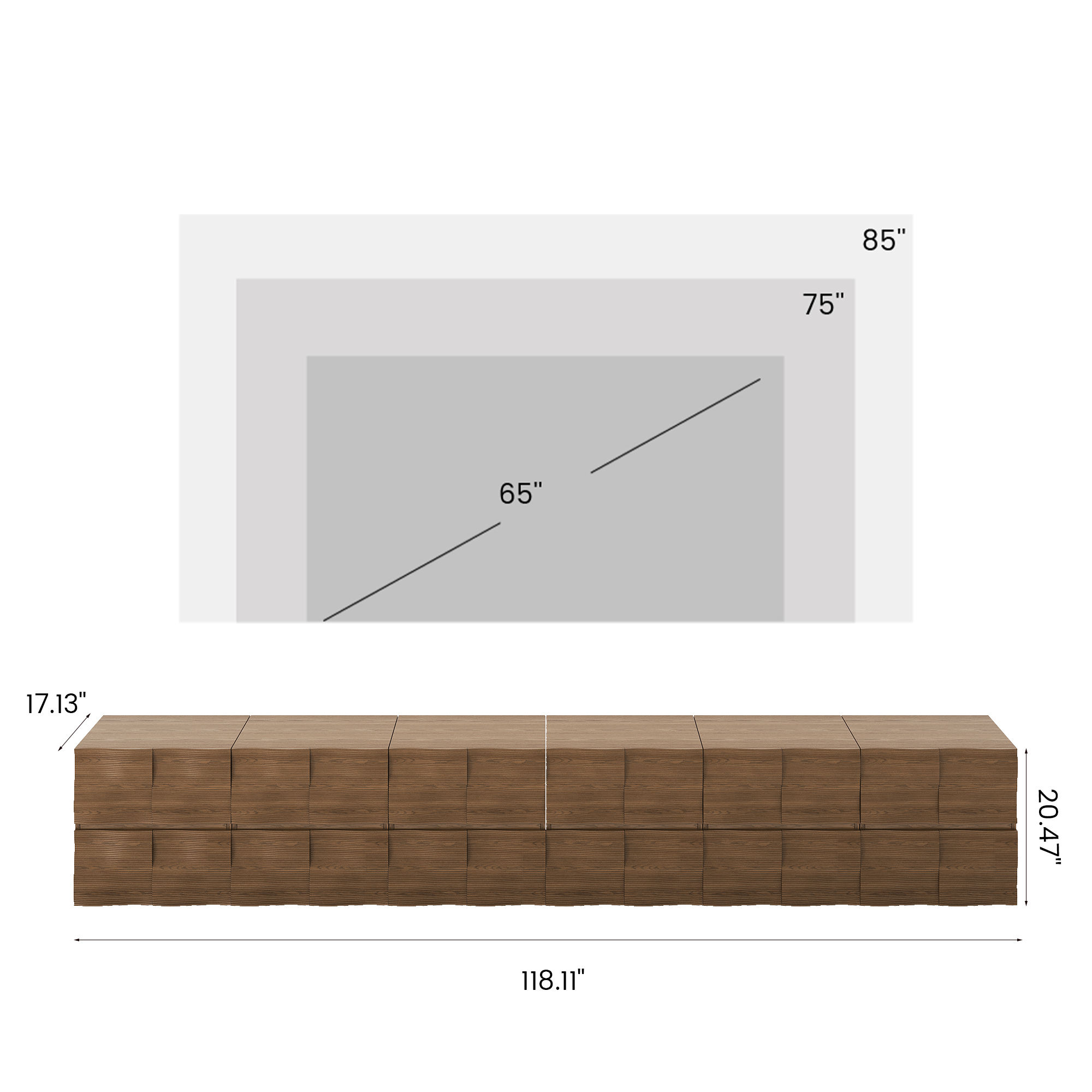 Modular Walnut Color Plywood TV Stands