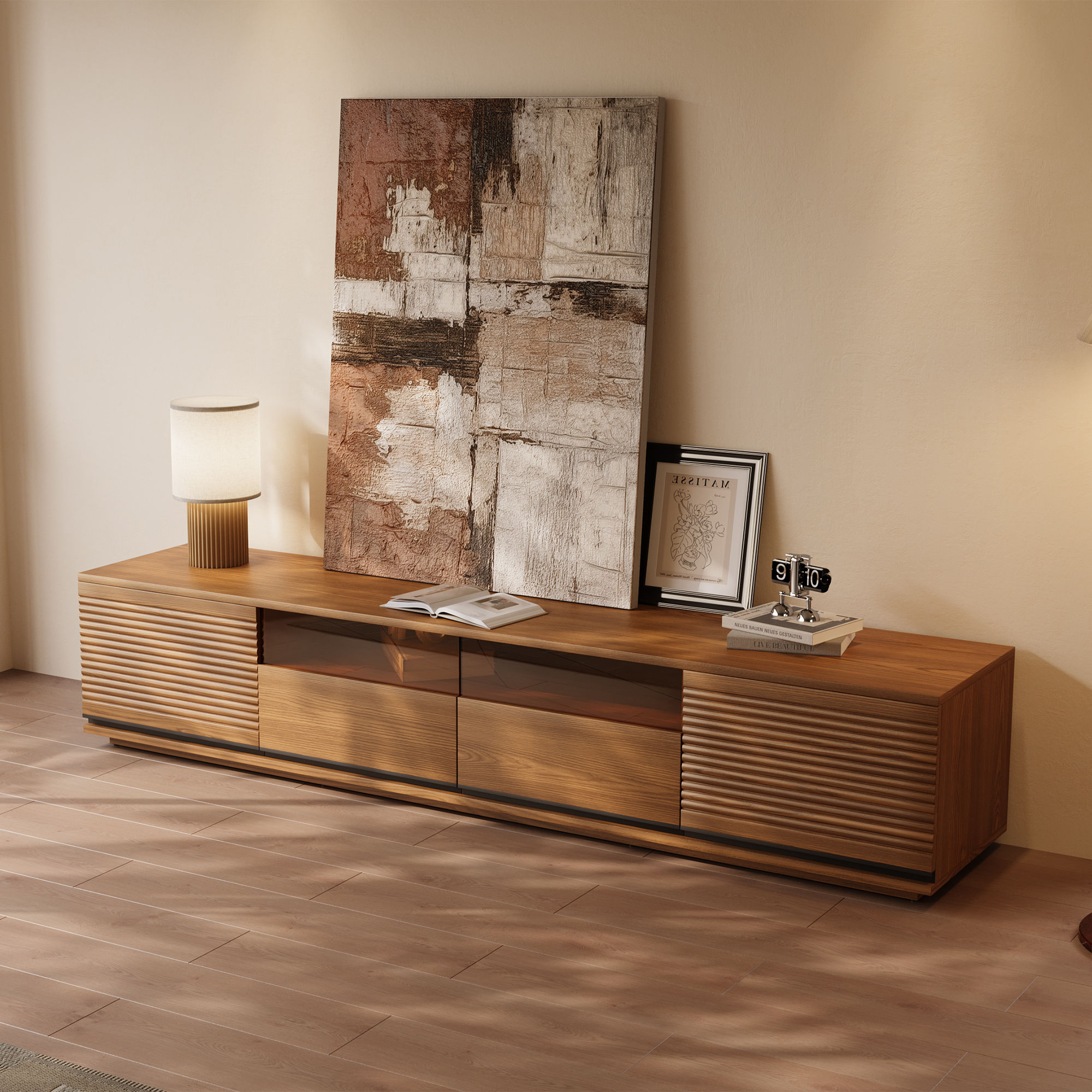 Fully Assemble Walnut Color MDF TV Stands