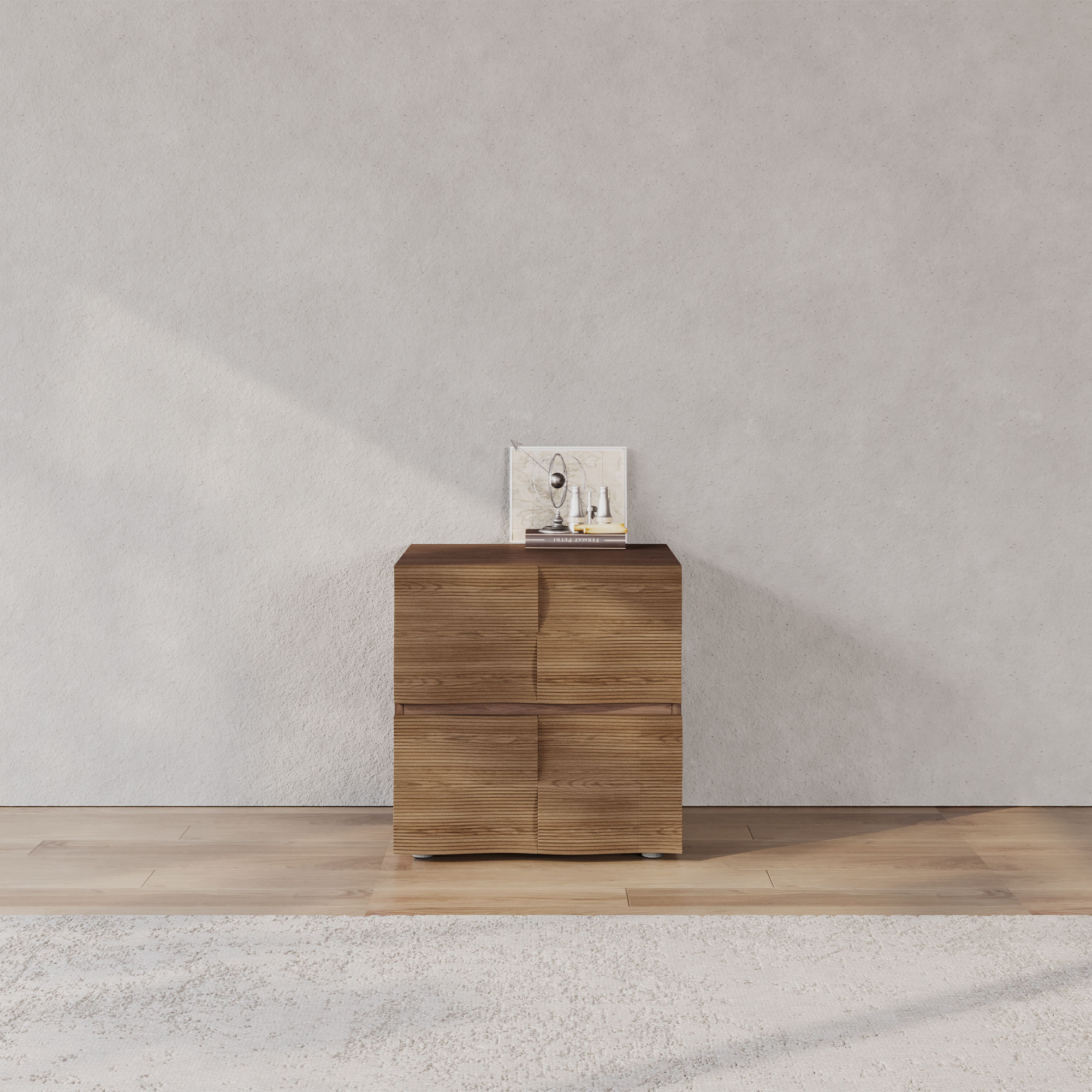 Square Walnut Color Plywood TV Stands