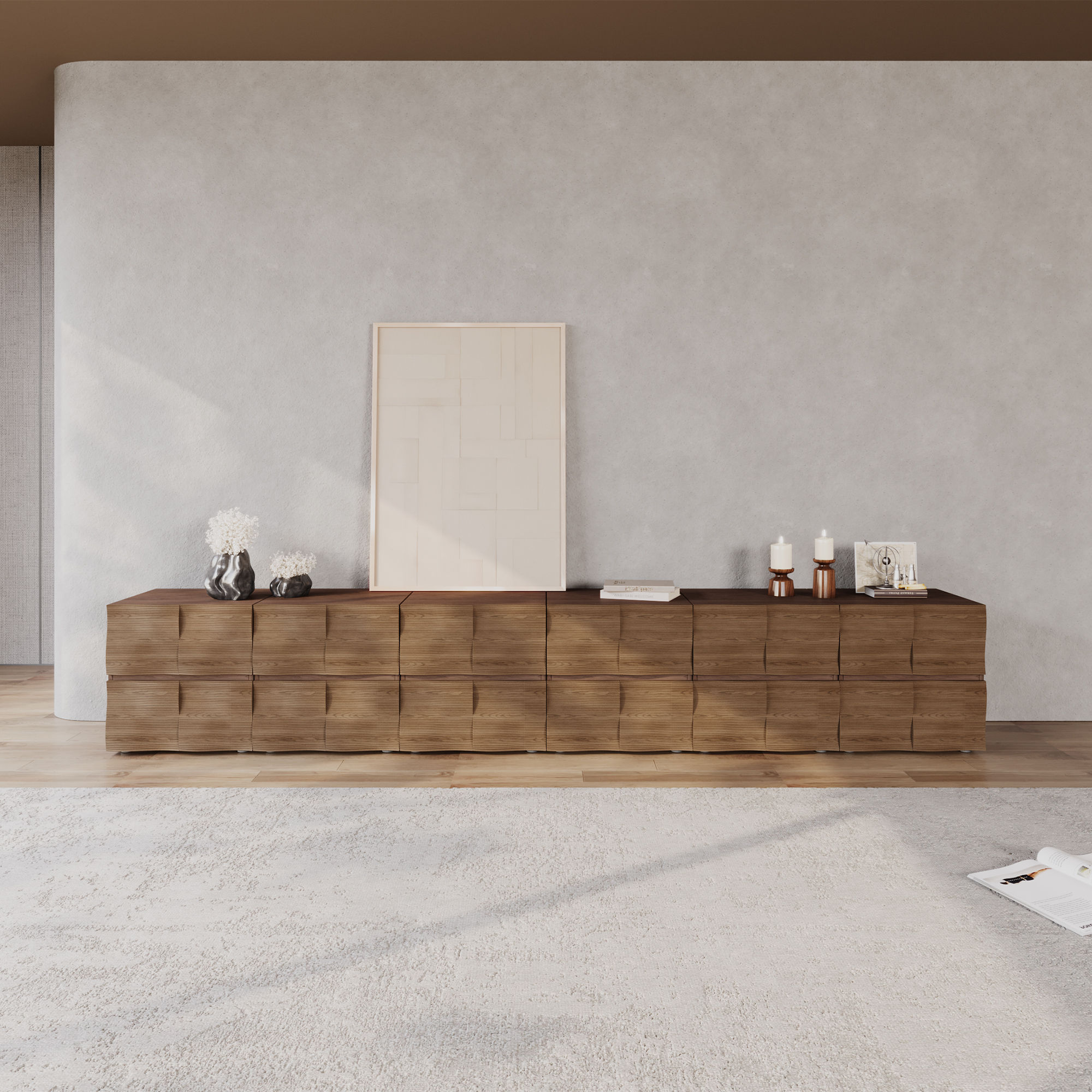 Wood Walnut Color Plywood TV Stands