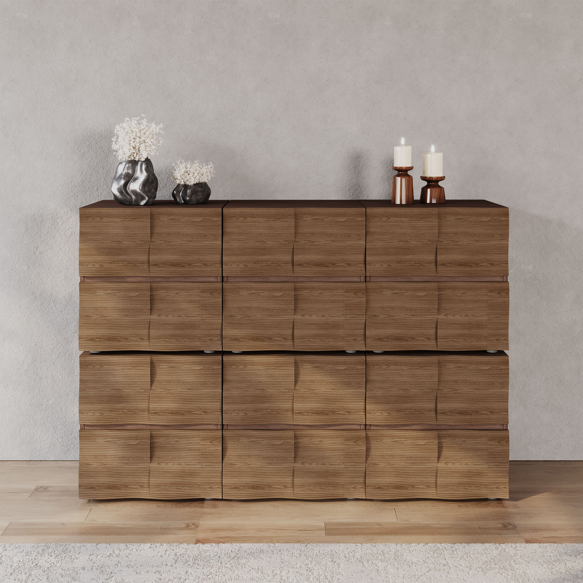 Fully Assemble Walnut Color Plywood TV Stands